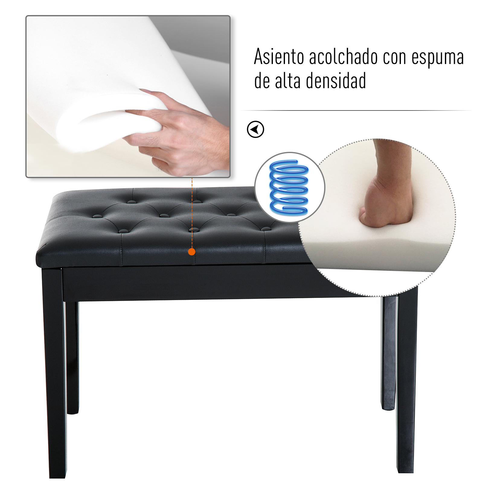 Banc de piano avec rangement et siège en similicuir_voghion.com