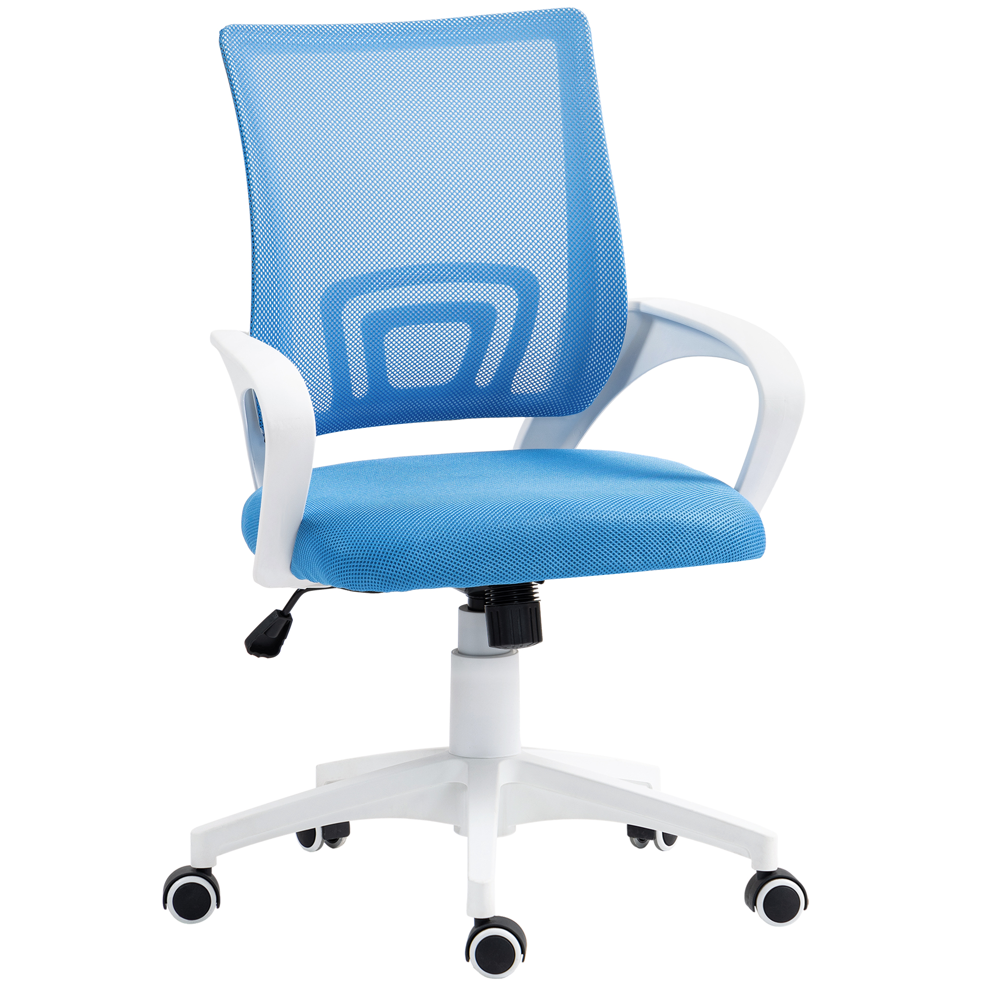 Silla De Escritorio De Malla Giratoria Con Altura Ajustable Función De Basculante Y Reposabrazos Carga 120 Kg Azul Claro_voghion.com