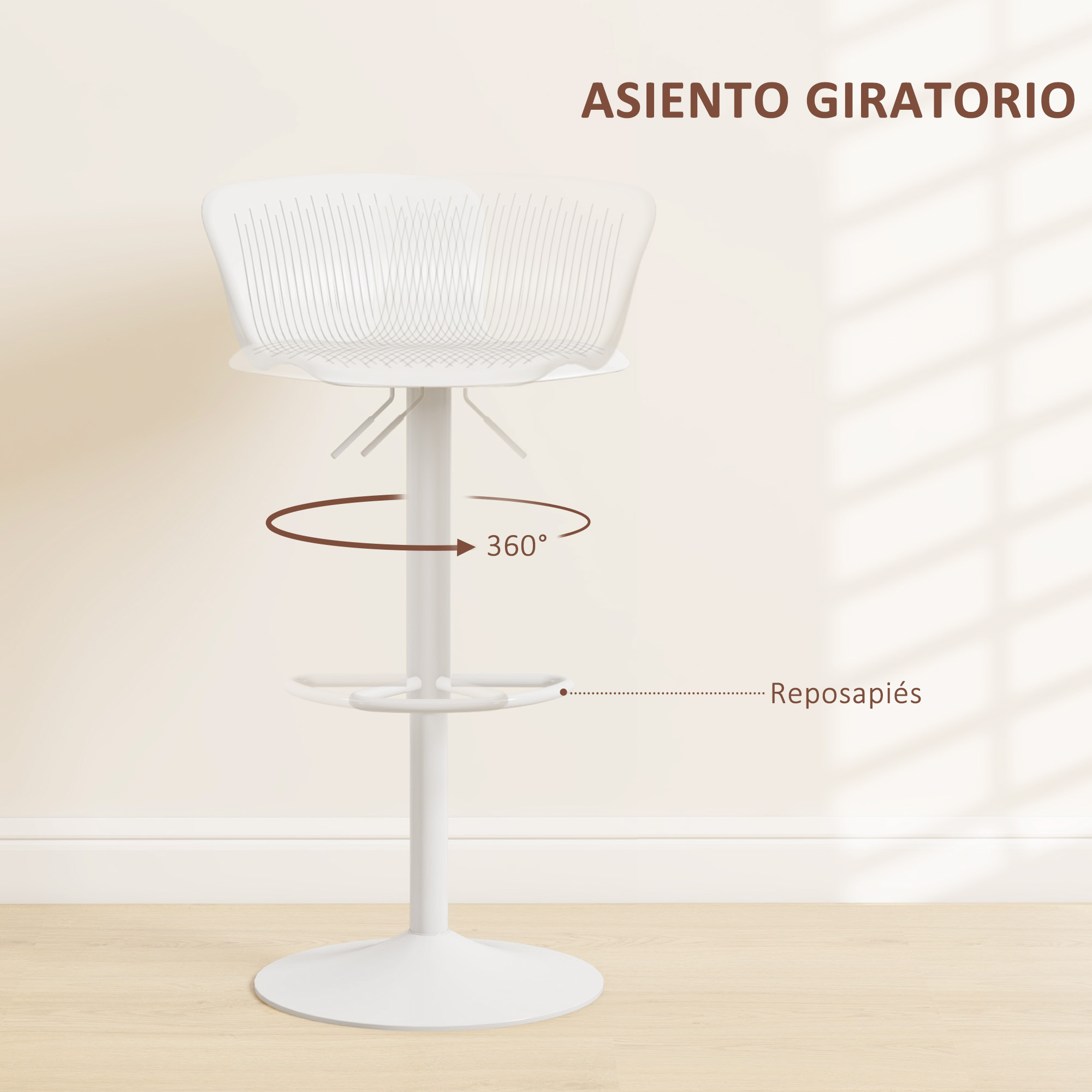 Set Of 2 Swivel Kitchen Bar Stools With Backrest And Height Adjustment_voghion.com