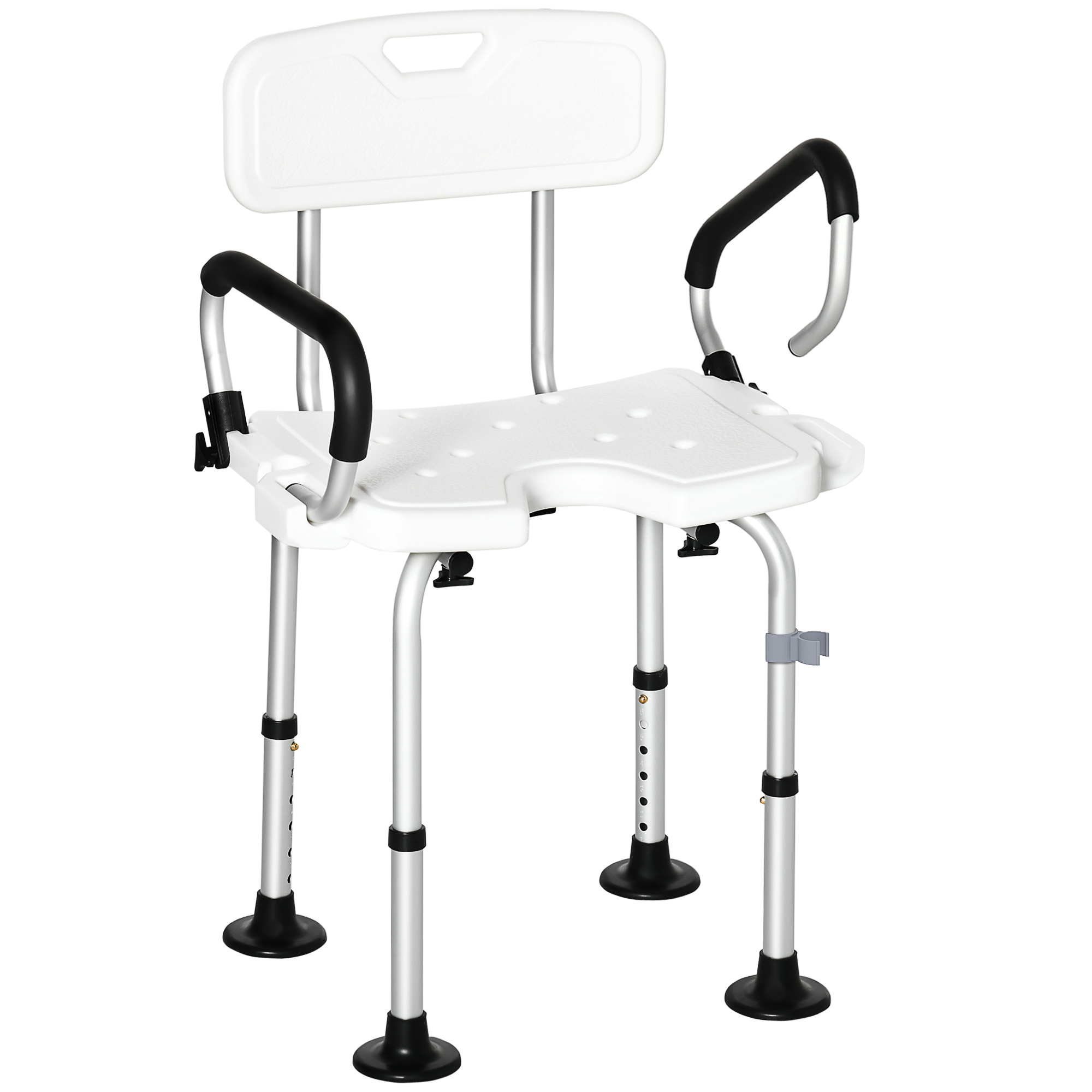 Silla Para Ducha Taburete De Ducha Antideslizante Con Altura Ajustable Y Apoyabrazos Regulable Carga 136kg_voghion.com