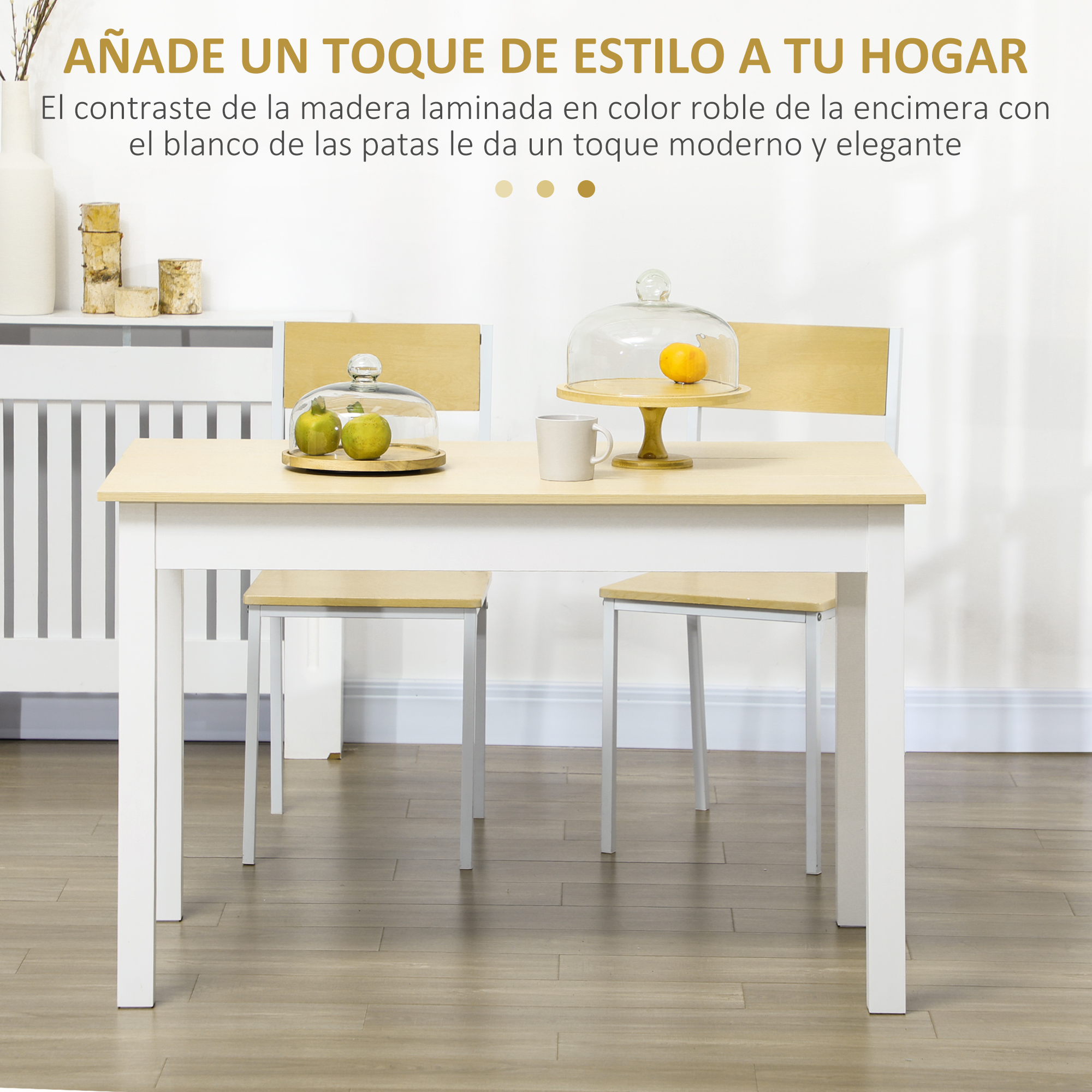 Table à manger moderne pour 4 à 6 personnes en bois chêne blanc_voghion.com