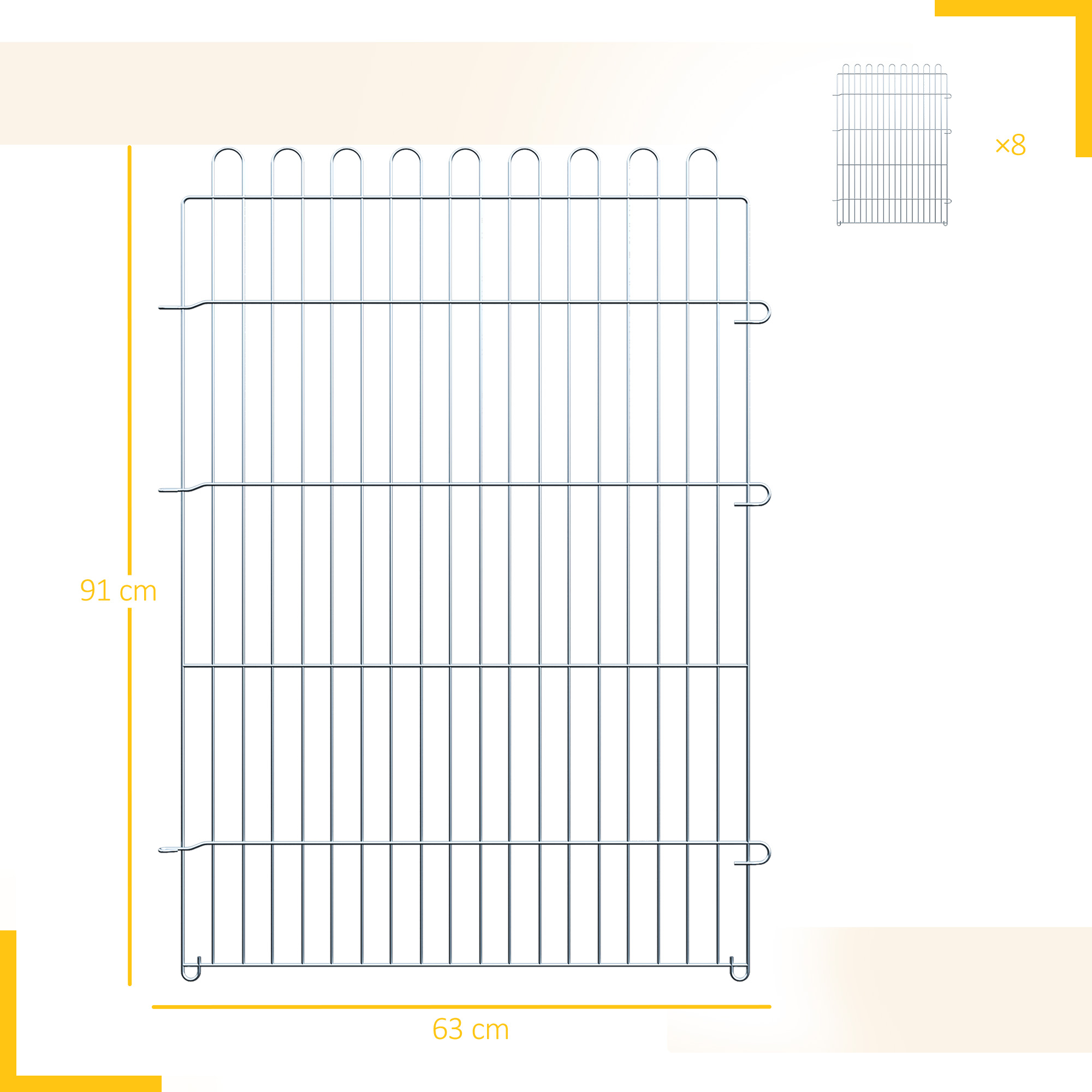 Valla Plegable Para Perros De 8 Piezas Con Puerta De Acero Plata_voghion.com