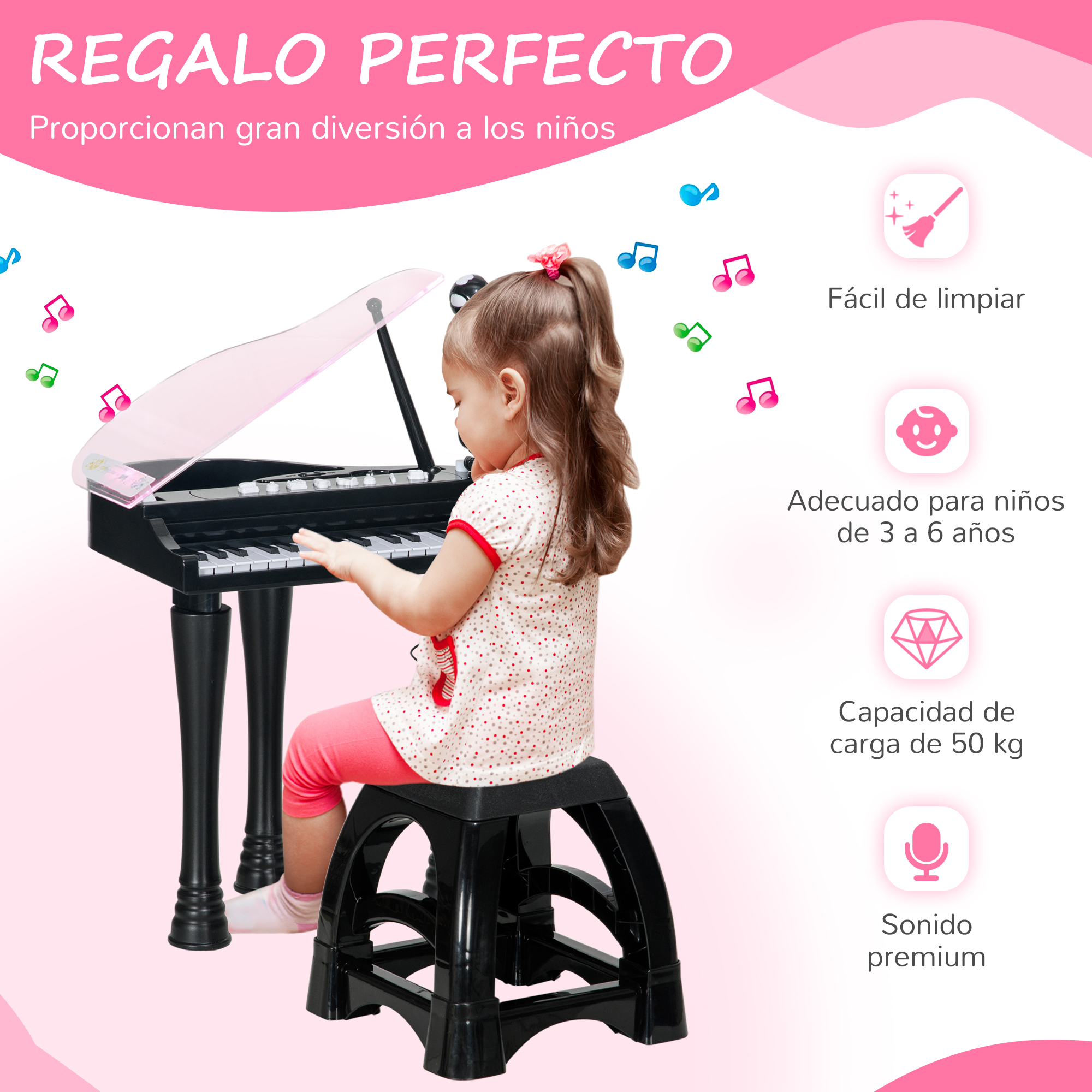 Kinder Klavier Mit Mikrofon Hocker Und Lichteffekten_voghion.com