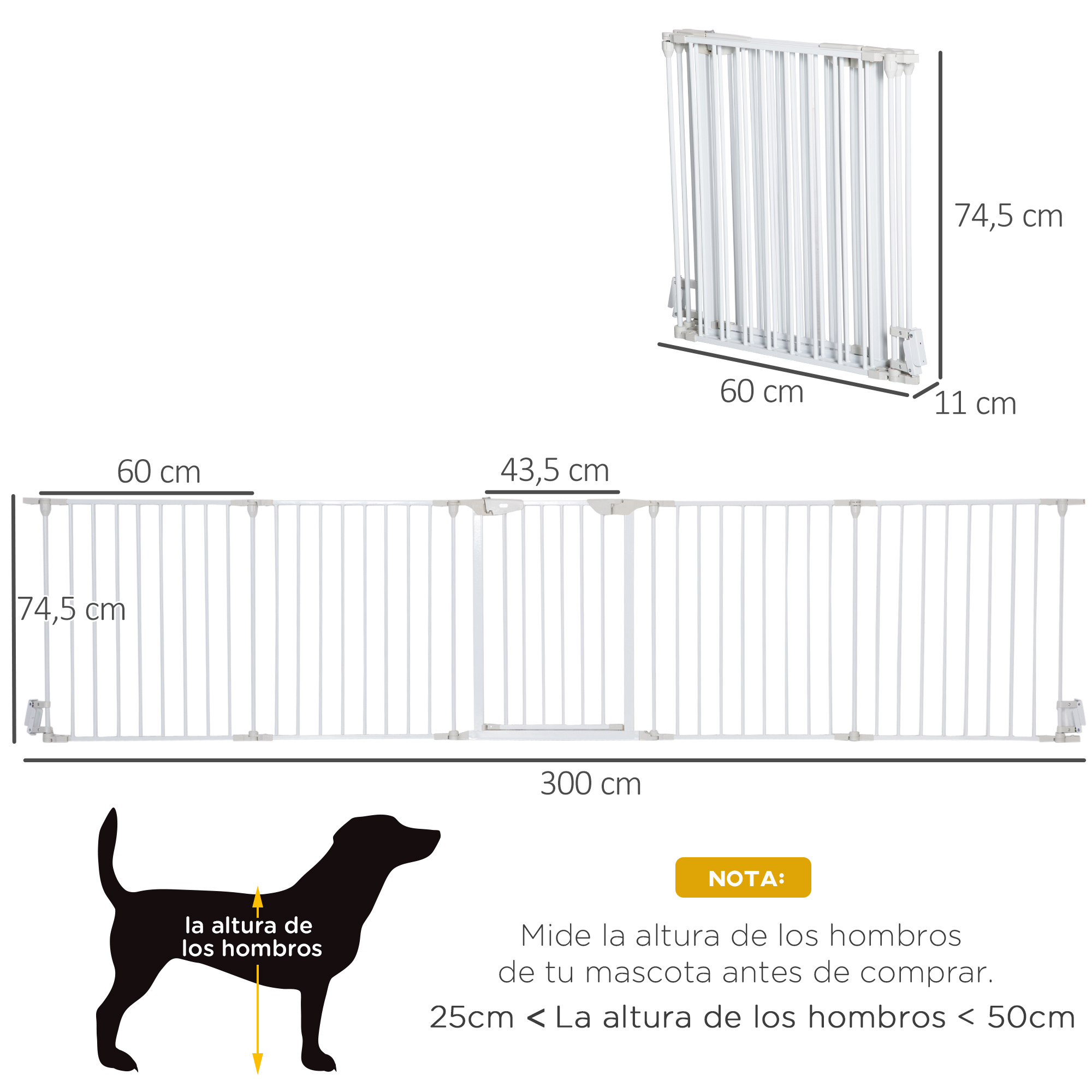 Pet Safety Gate 5 Panel Foldable For Stairs And Hallways White_voghion.com