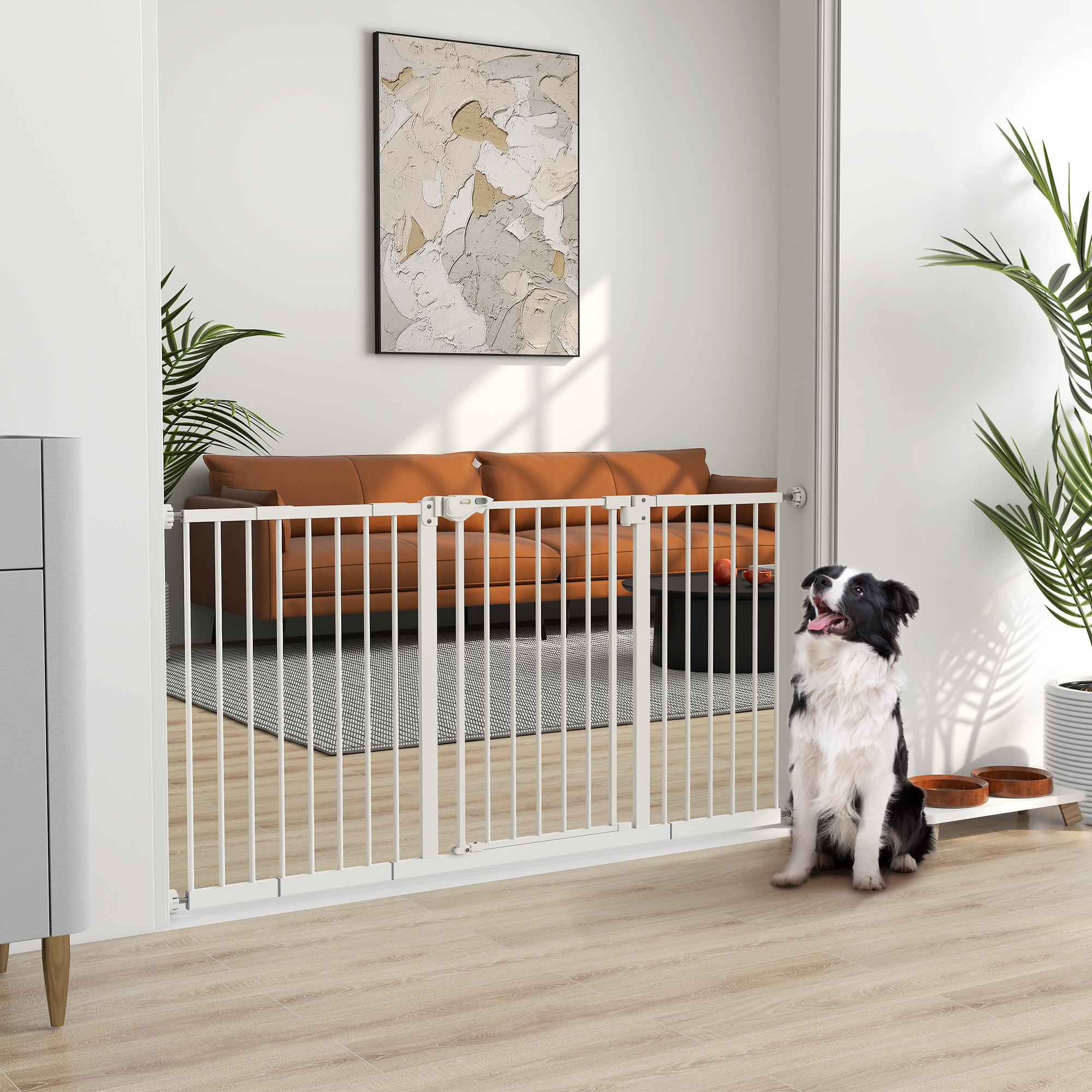 Safety Gate With Auto Close And Double Lock System For Pets White_voghion.com