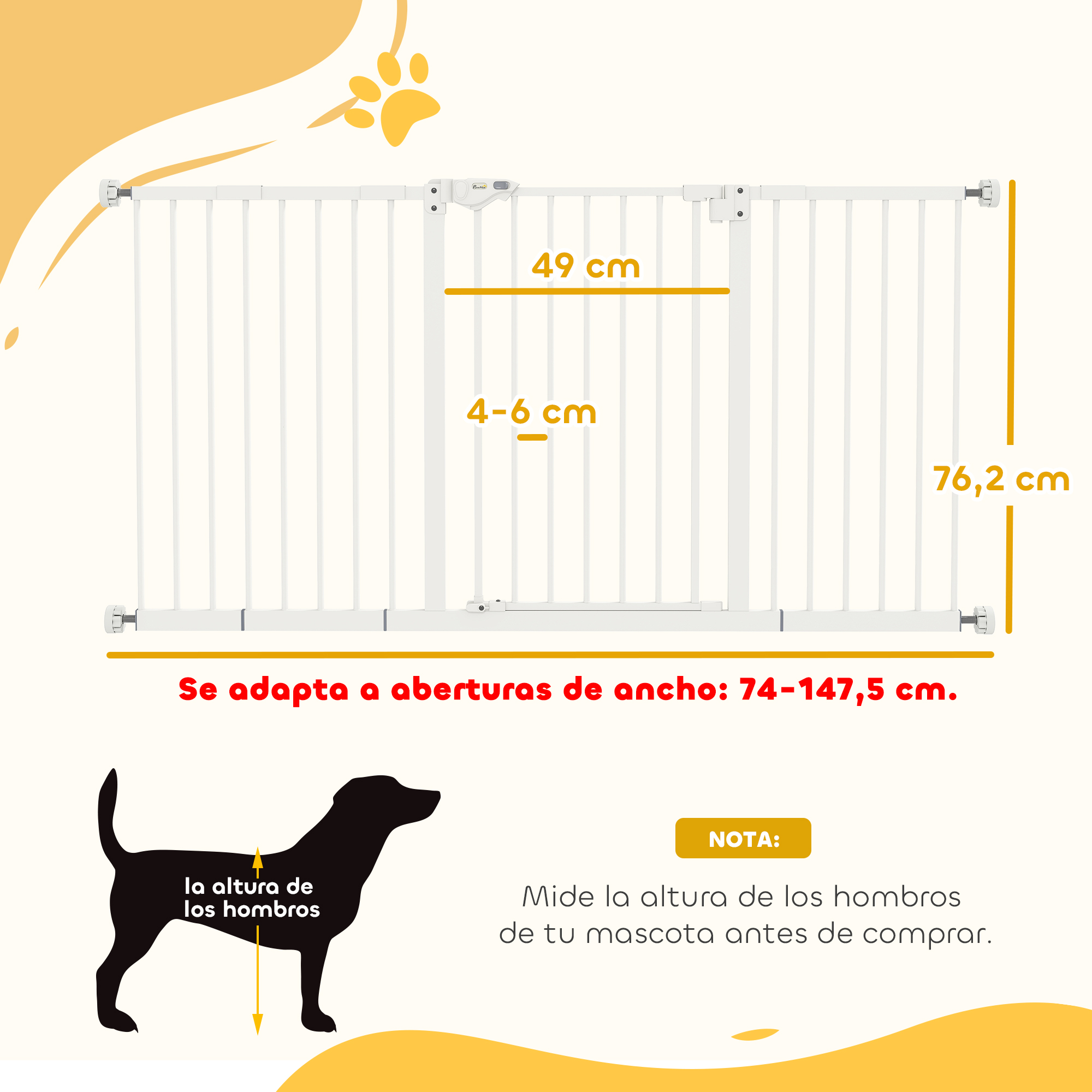 Safety Gate With Auto Close And Double Lock System For Pets White_voghion.com