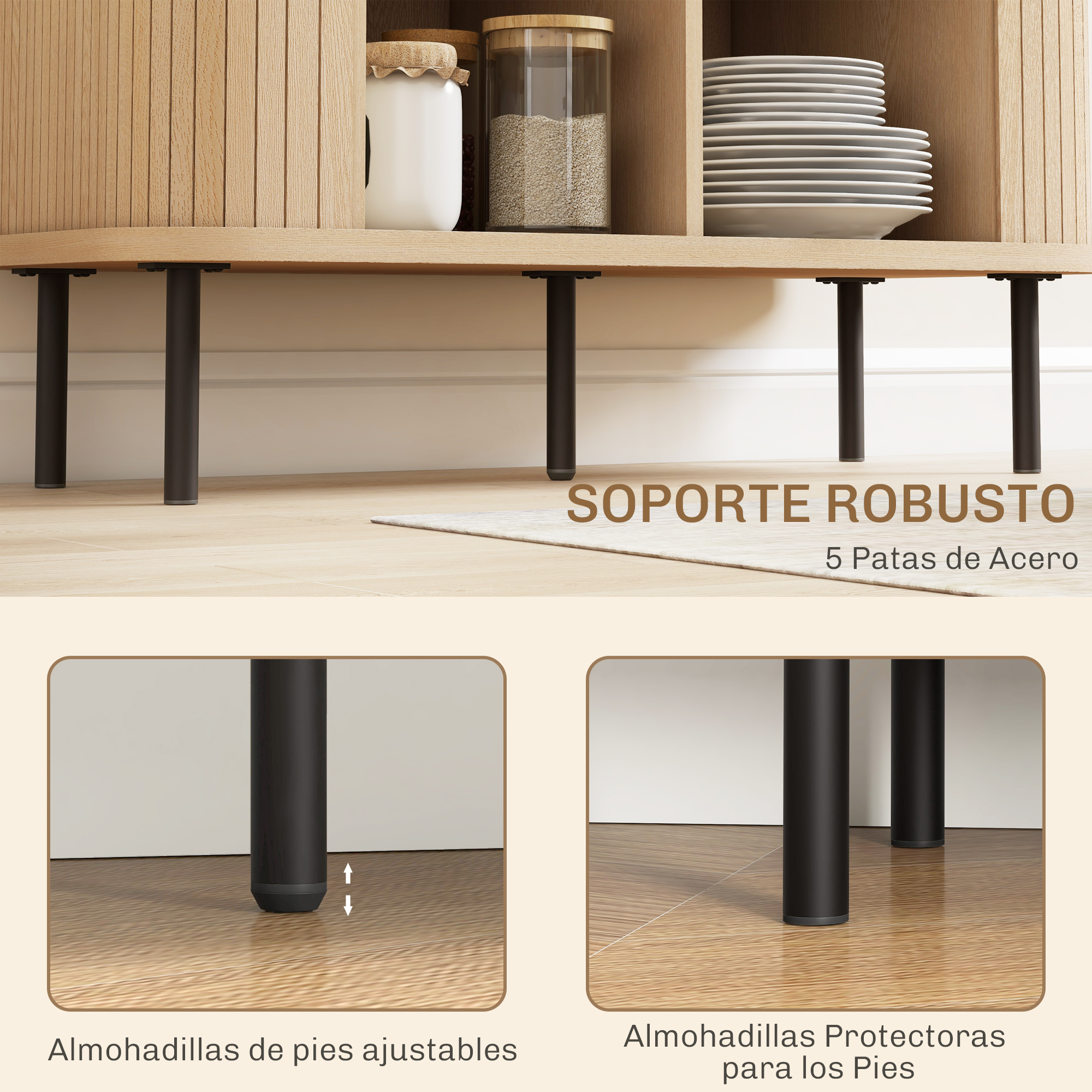 Vintage Sideboard With 2 Sliding Tambour Doors In Oak Finish_voghion.com