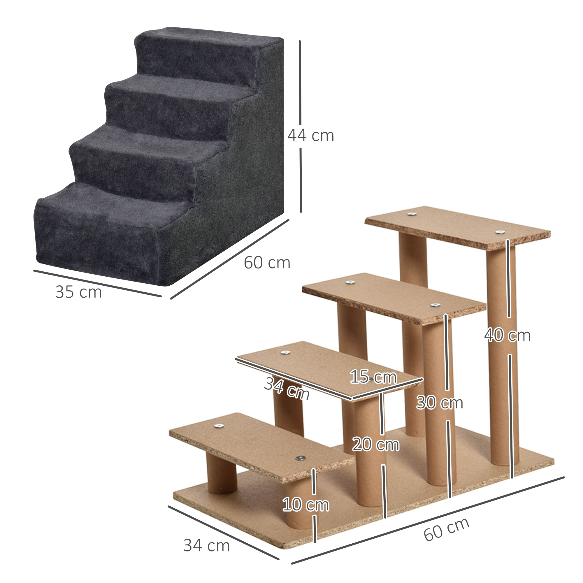 Escalera Para Mascotas De 4 Peldaños Con Funda Lavable Y Extraíble_voghion.com