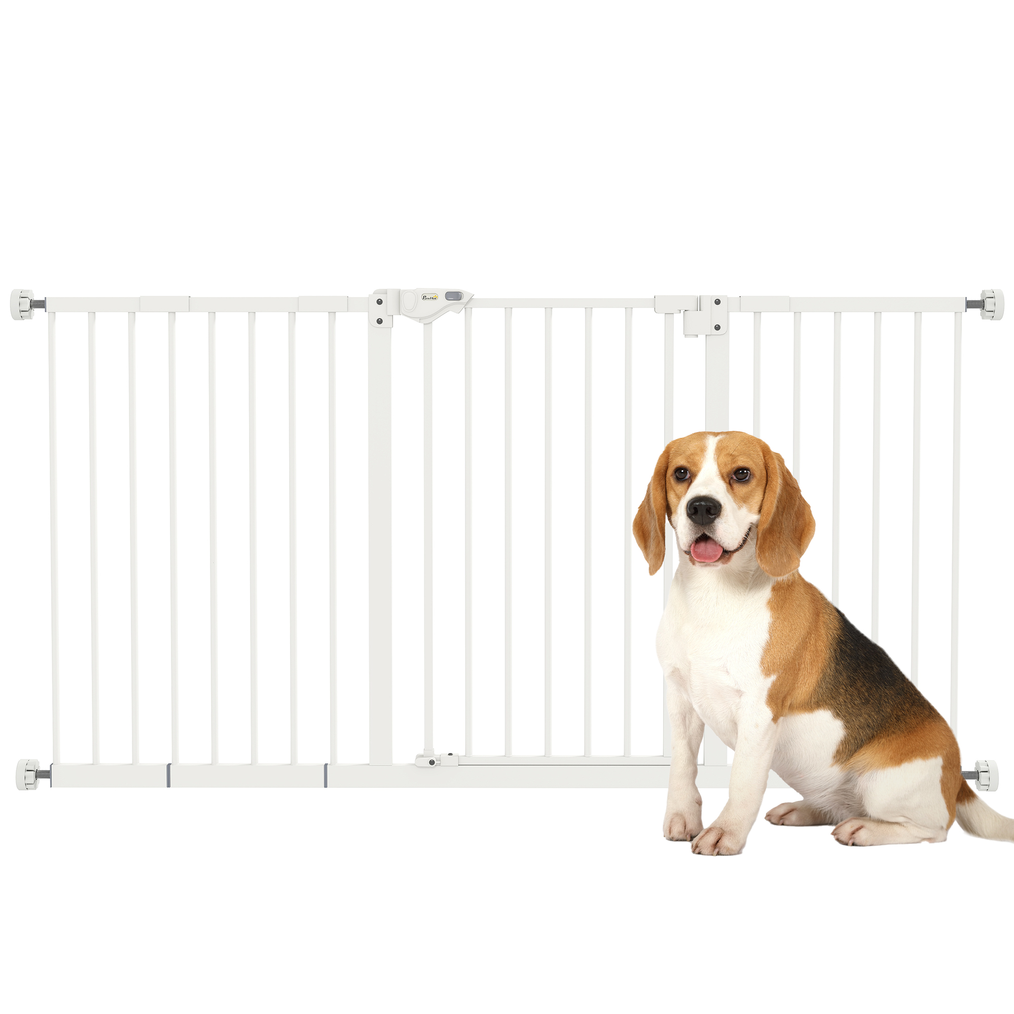 Barrera De Seguridad Extensible Con Cierre Automático Y Sistema De Doble Bloqueo Metal 74-147,5x76,2 Cm Blanco_voghion.com