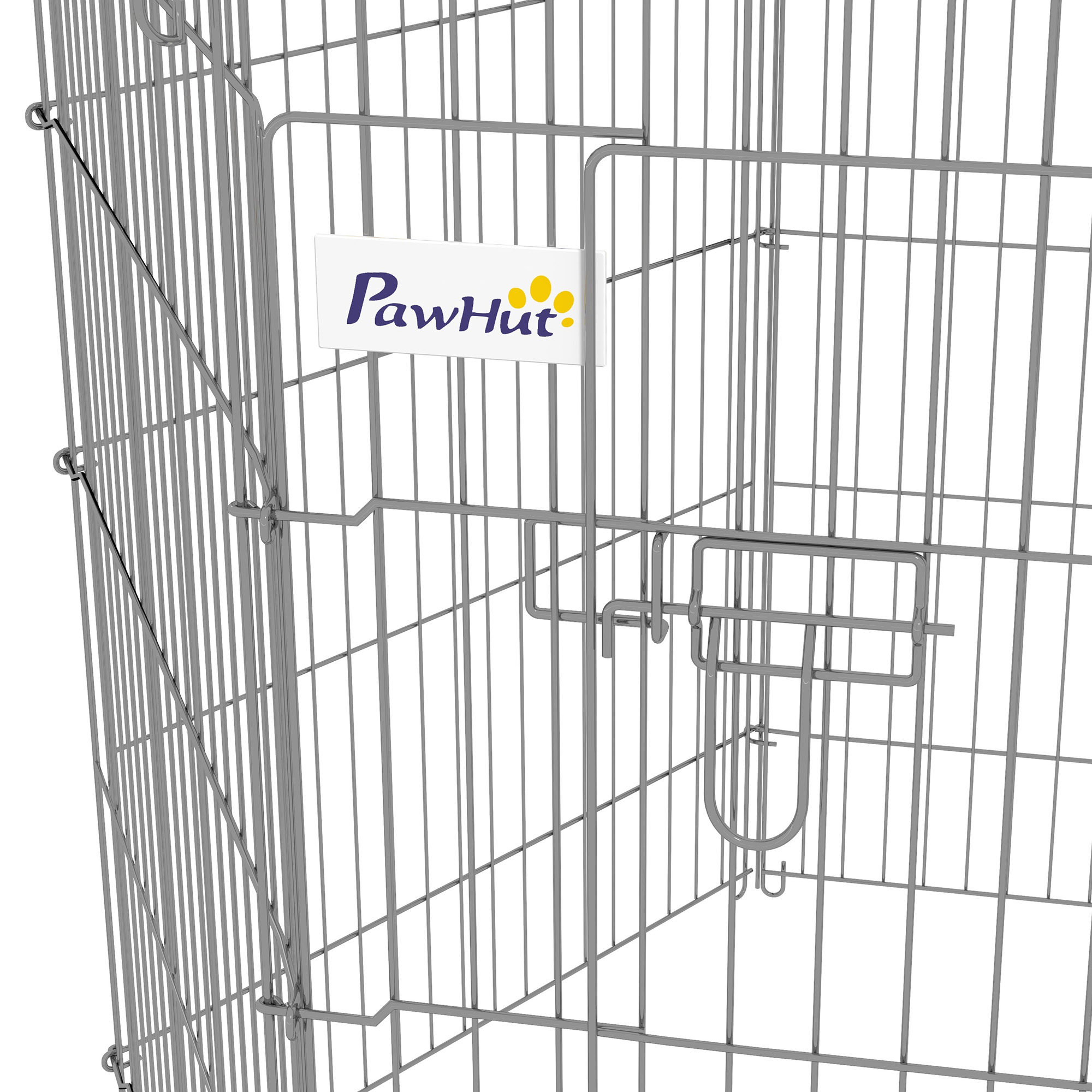 Valla Plegable Para Perros De 8 Piezas Con Puerta De Acero Plata_voghion.com