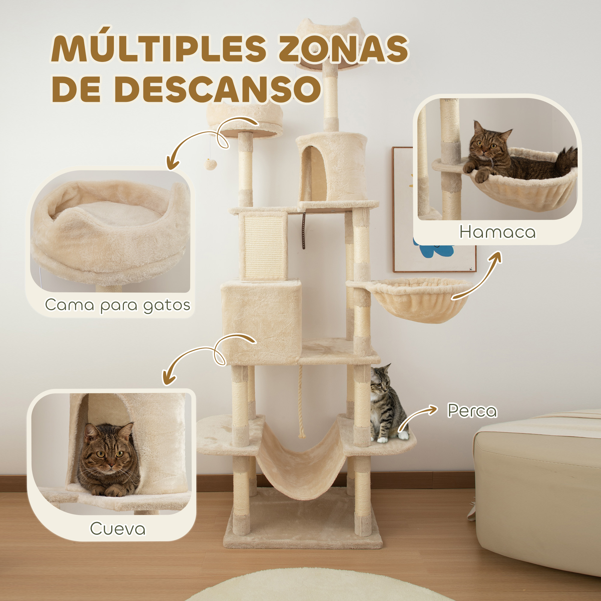 Arbre À Chat De Grande Hauteur Avec Multiples Plateformes Et Hamacs_voghion.com