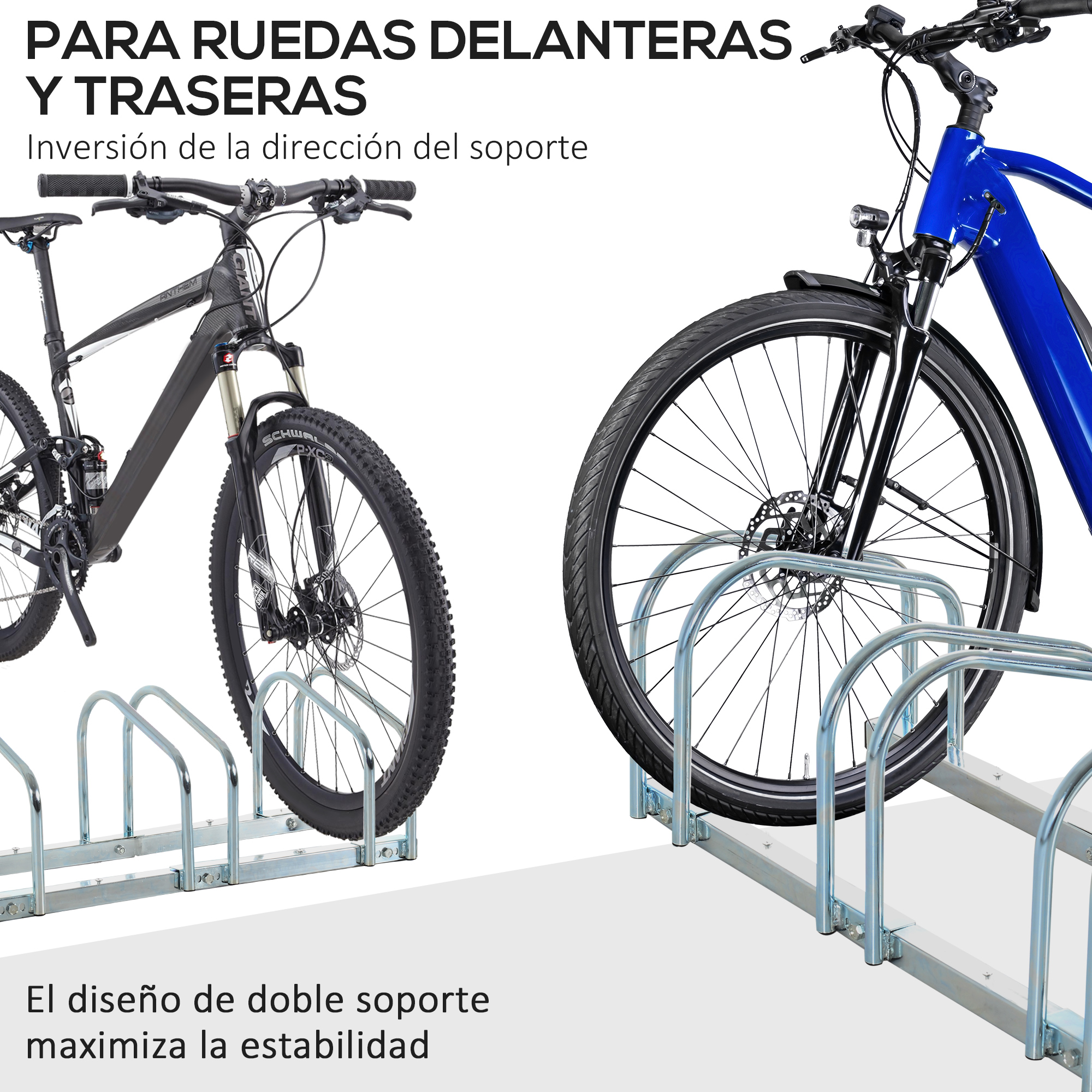 Aparcamiento Para 6 Bicicletas Soporte De Acero Para Aparcar Bicicletas En El Suelo O Pared 179x33x27 Cm Plata_ecoleips.com