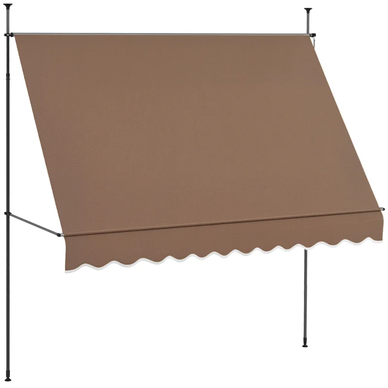 10' x 4' Manual Retractable Awning, Non-Screw Patio Awning, UV Resistant, for Window or Door, Coffee