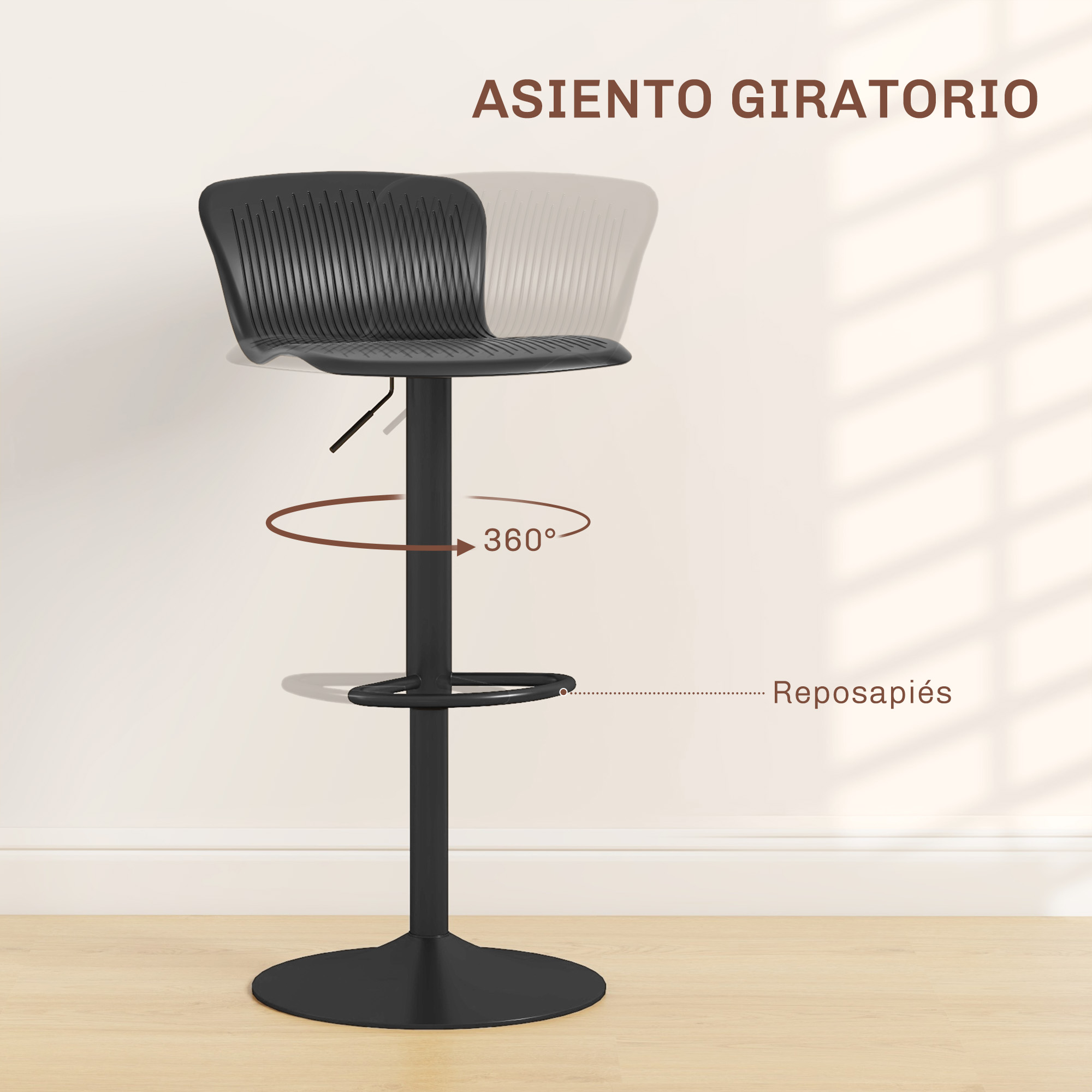 Set Of 2 Swivel Kitchen Bar Stools With Backrest And Height Adjustment_voghion.com