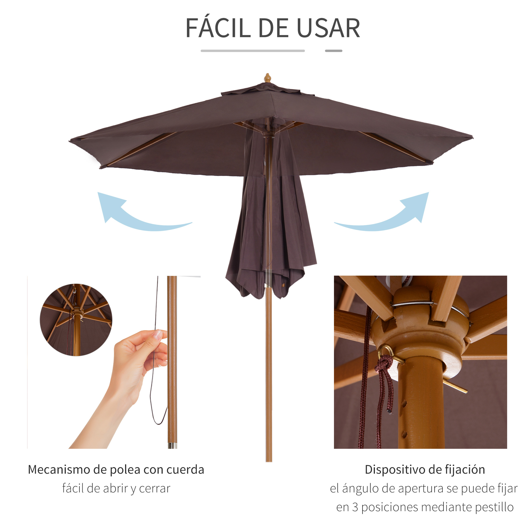 Parasol de terrasse pour jardin avec système de corde et baleines_voghion.com