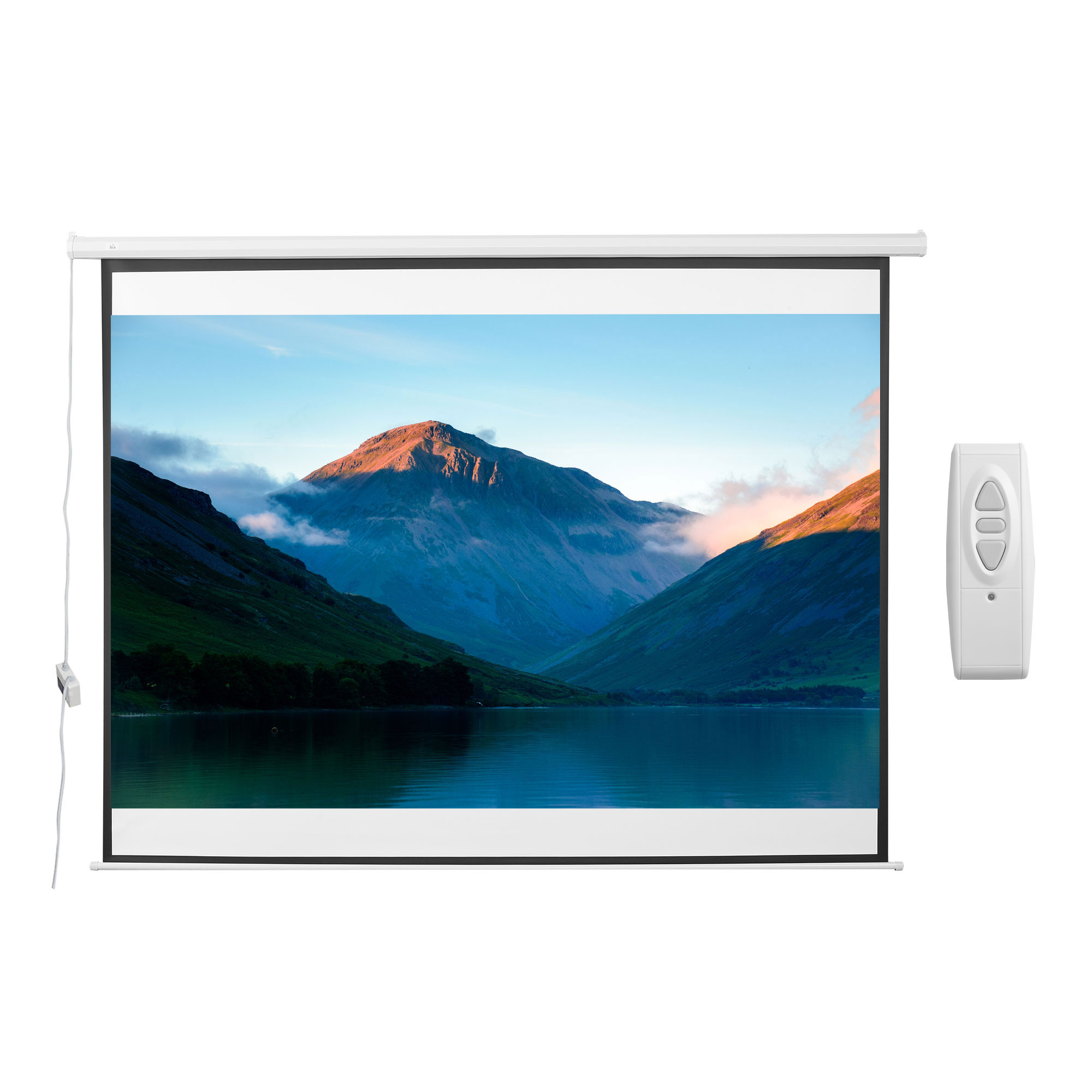 Projektionsleinwand, inklusive Fernbedienung, 84 Zoll, 4:3-Format, 171 x 130 cm, Weiß_voghion.com