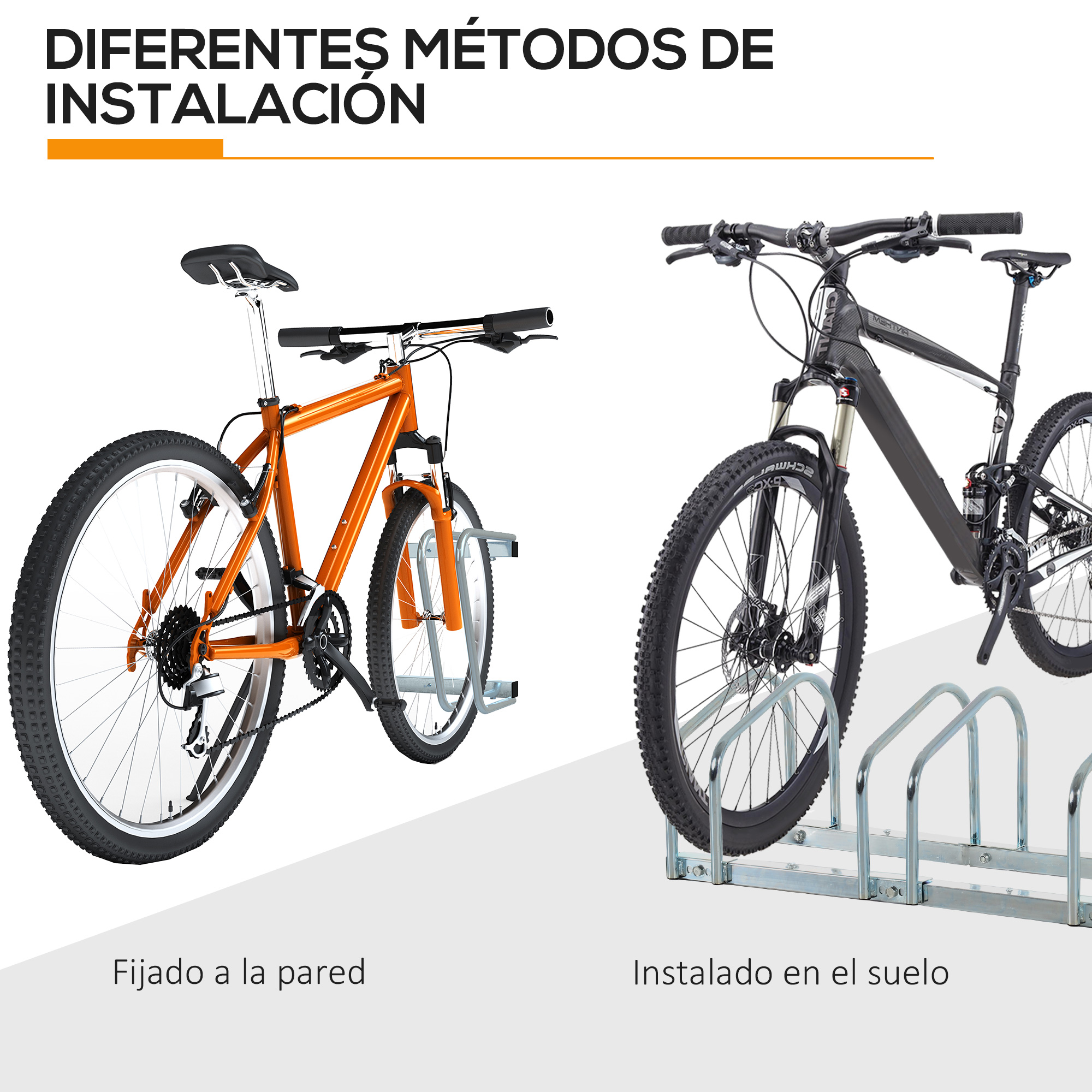 Aparcamiento Para 6 Bicicletas Soporte De Acero Para Aparcar Bicicletas En El Suelo O Pared 179x33x27 Cm Plata_ecoleips.com