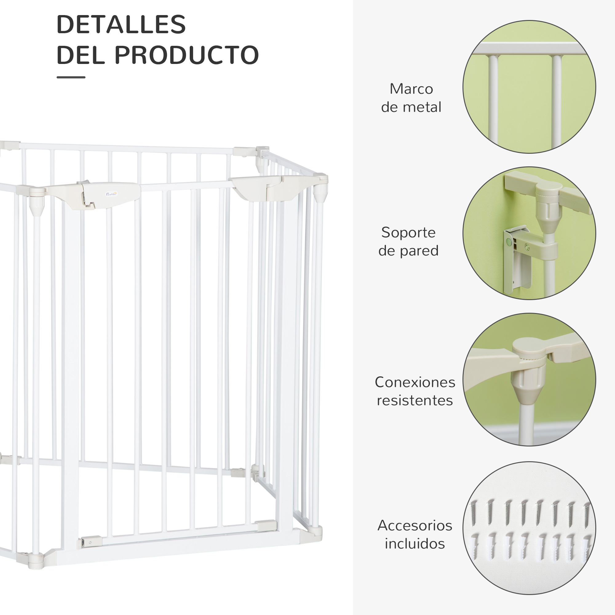 Pet Safety Gate 5 Panel Foldable For Stairs And Hallways White_voghion.com