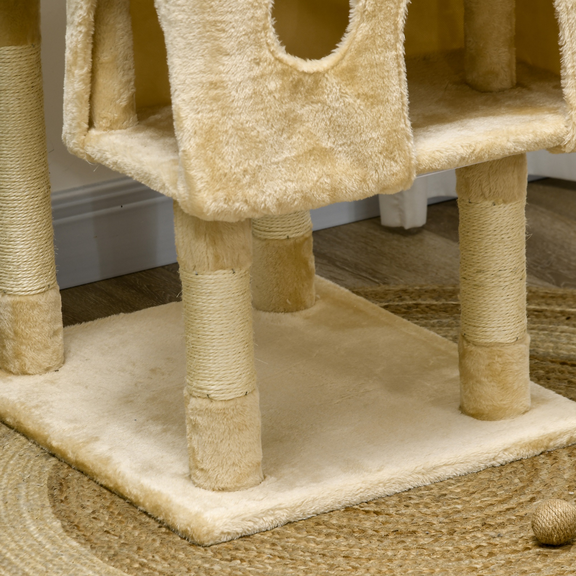 Large Cat Tree Scratcher With Platforms Caves And Toys Beige_voghion.com