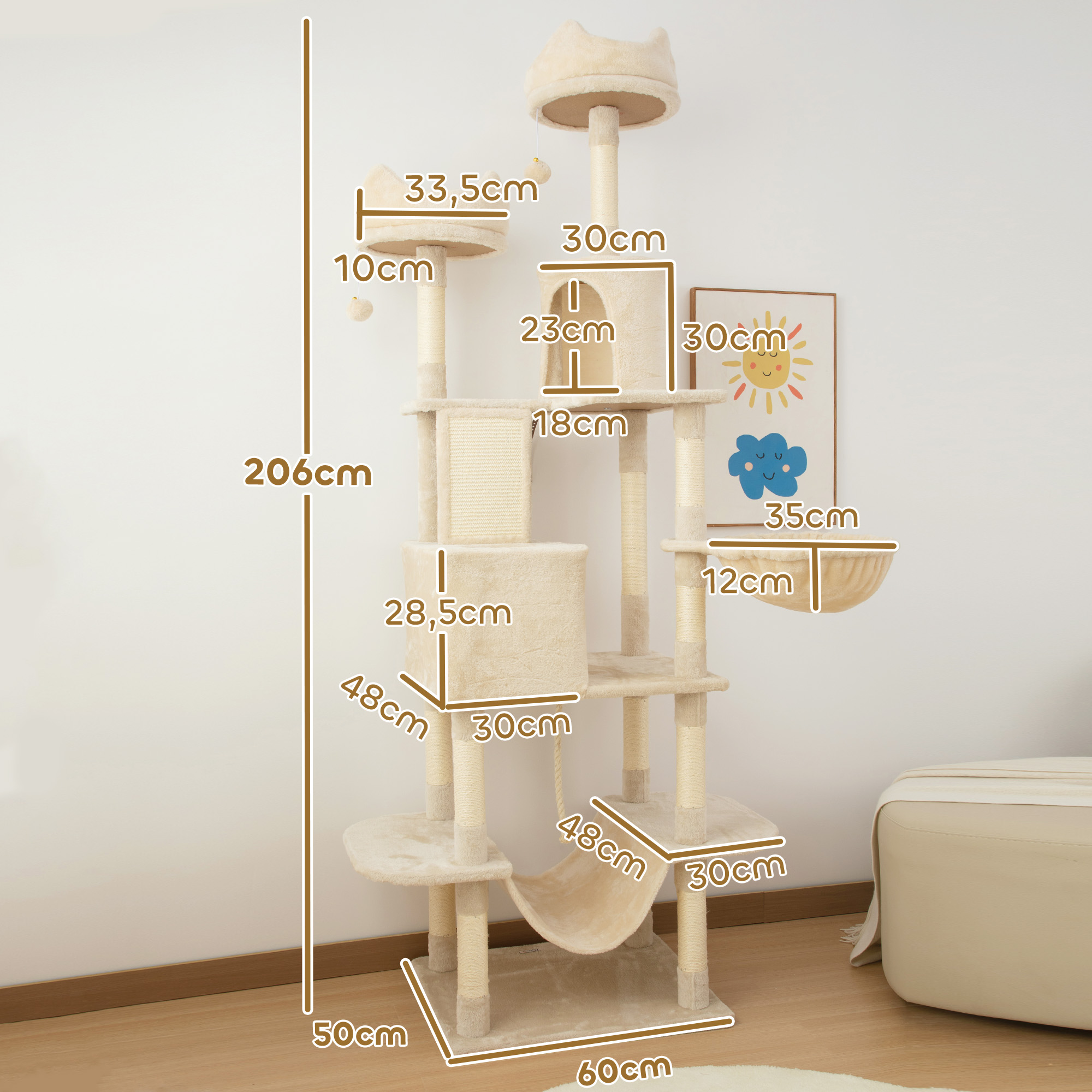 Arbre À Chat De Grande Hauteur Avec Multiples Plateformes Et Hamacs_voghion.com