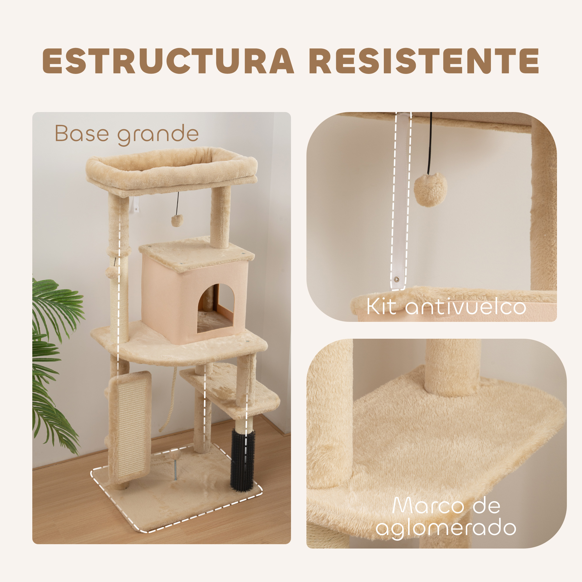 Arbre À Chat Avec Plateformes Et Poteaux À Griffer Beige_voghion.com