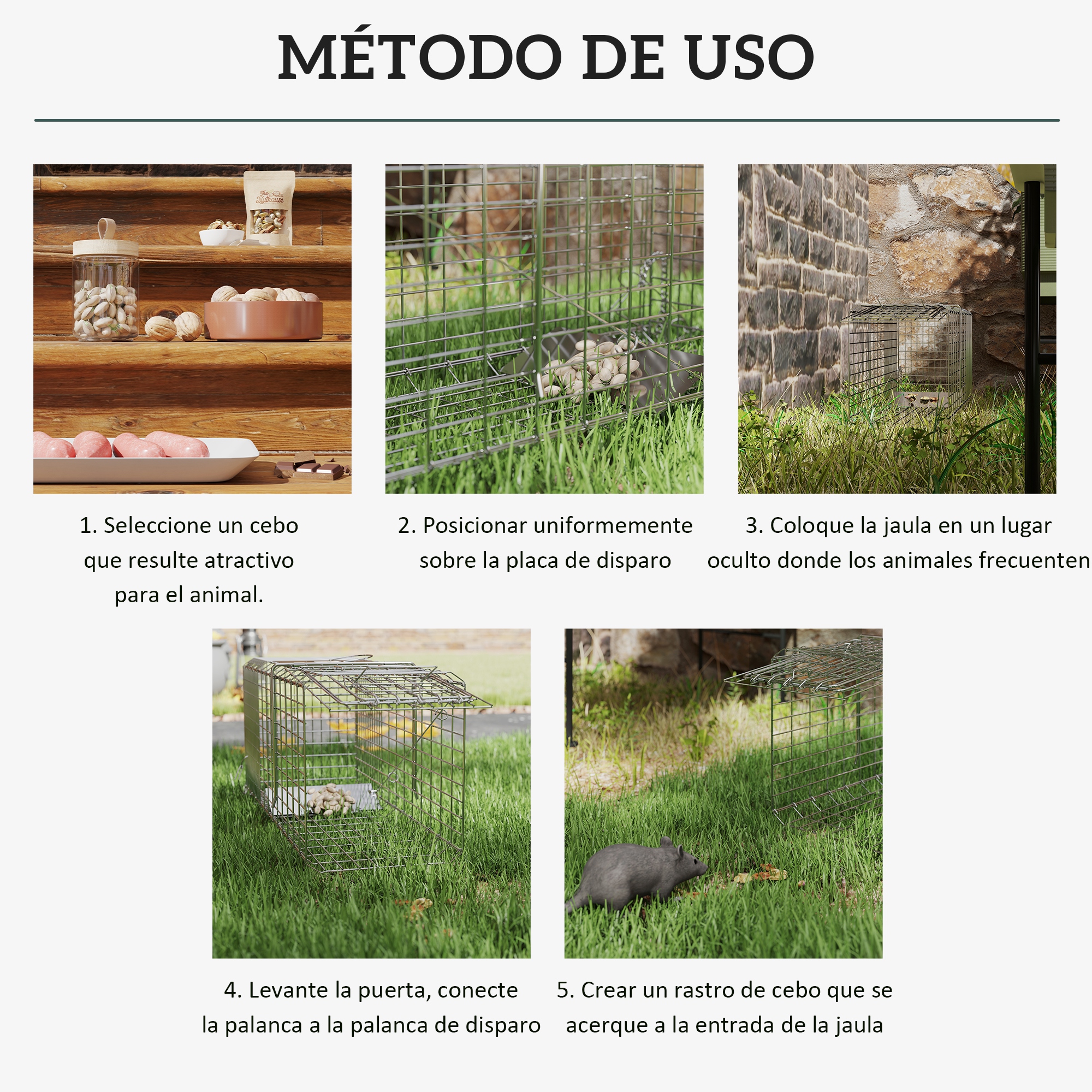 Trampa Para Animales Vivos Plegable 66x24x30,5 Cm Jaula De Captura De Alambre Con Puerta Y Asa Para Conejos Plata_ecoleips.com