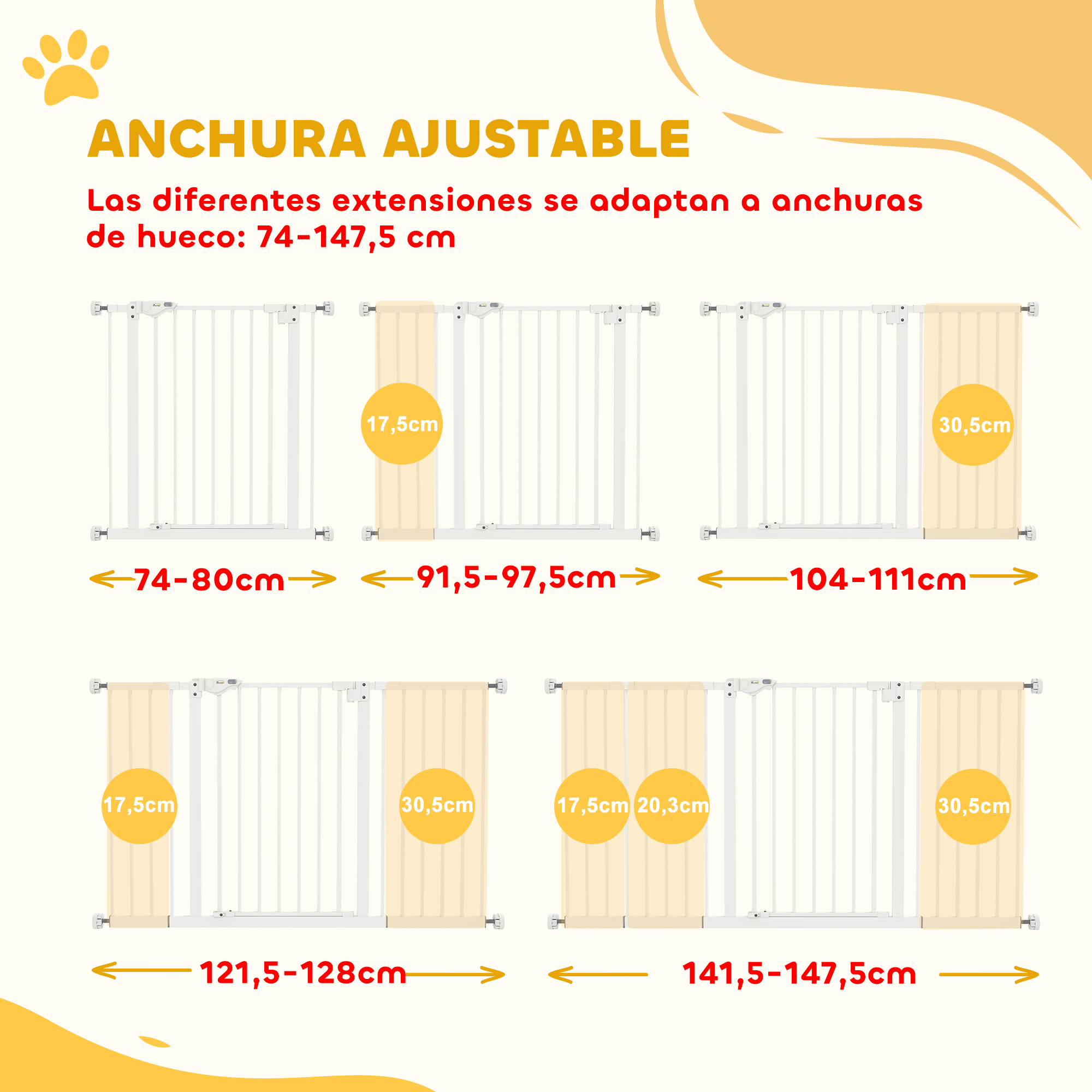 Safety Gate With Auto Close And Double Lock System For Pets White_voghion.com