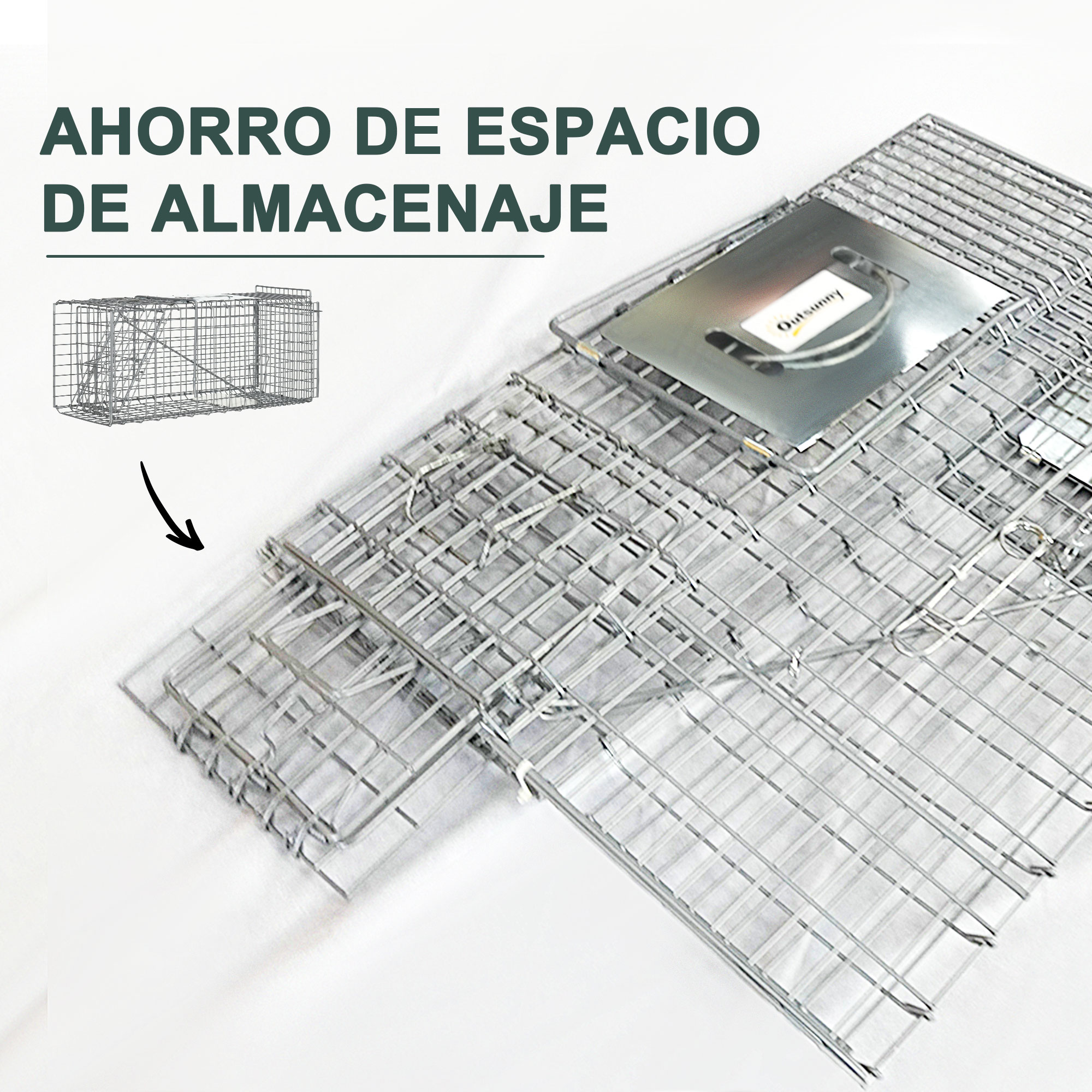 Trampa Para Animales Vivos Plegable 66x24x30,5 Cm Jaula De Captura De Alambre Con Puerta Y Asa Para Conejos Plata_ecoleips.com