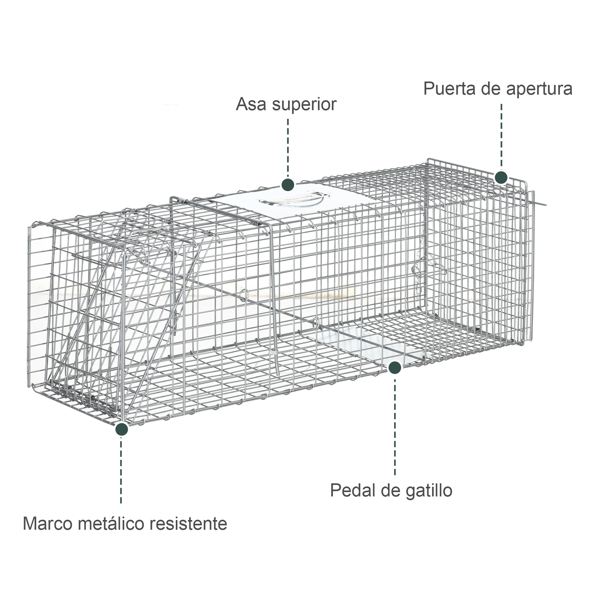 Trampa Para Animales Vivos Plegable 93x31x34,5 Cm Jaula De Captura De Alambre Con Puerta Y Asa Para Conejos Plata_ecoleips.com