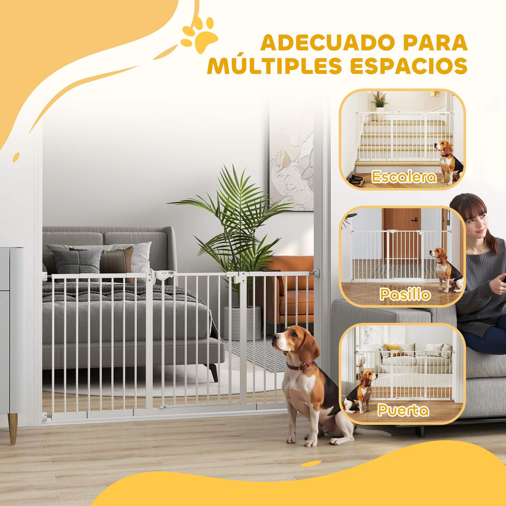 Safety Gate With Auto Close And Double Lock System For Pets White_voghion.com