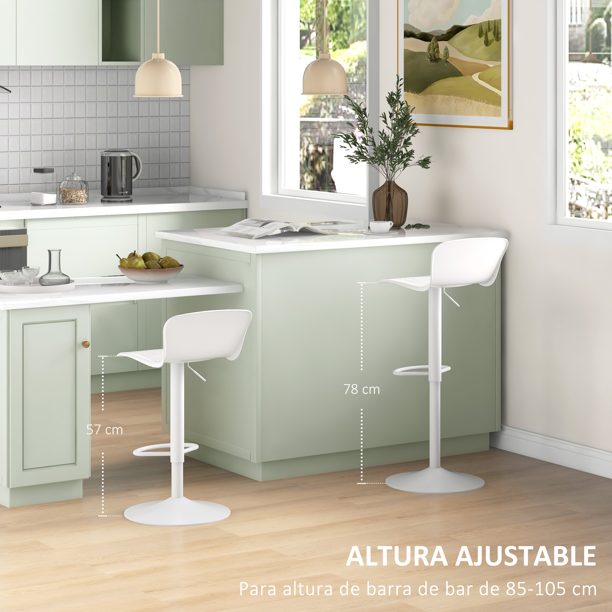 Set Of 2 Swivel Kitchen Bar Stools With Backrest And Height Adjustment_voghion.com