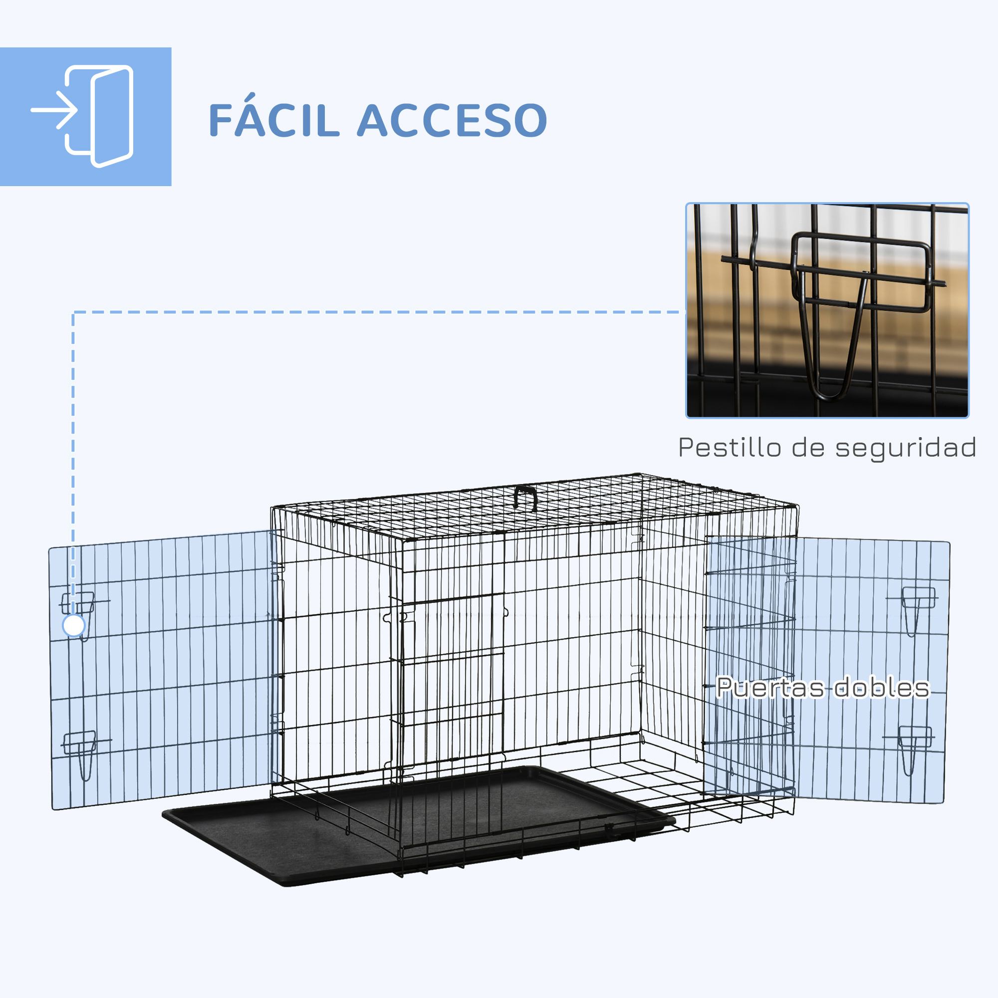 Dog Cage Medium Folding Wire With 2 Doors And Removable Tray_voghion.com