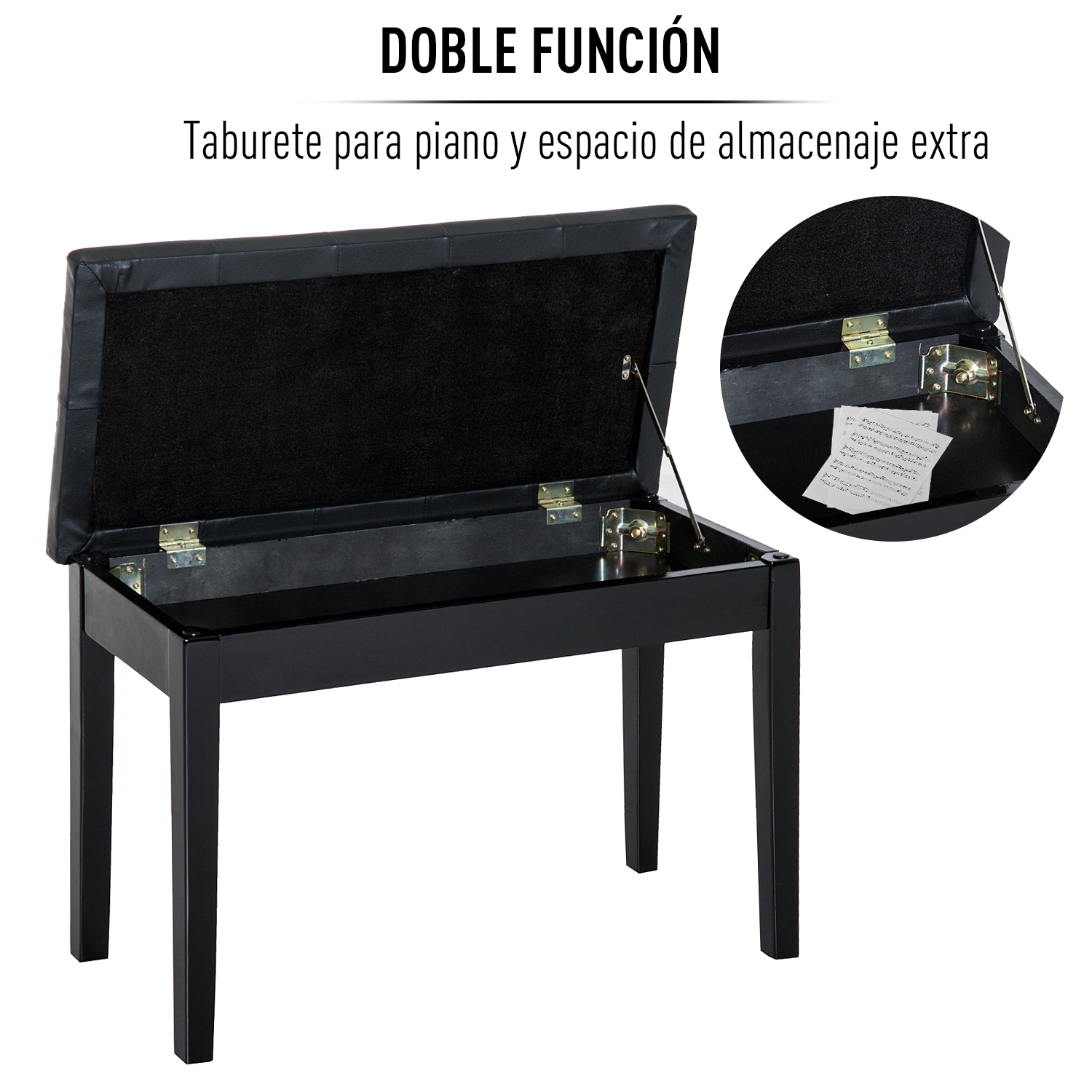 Banc de piano avec rangement et siège en similicuir_voghion.com
