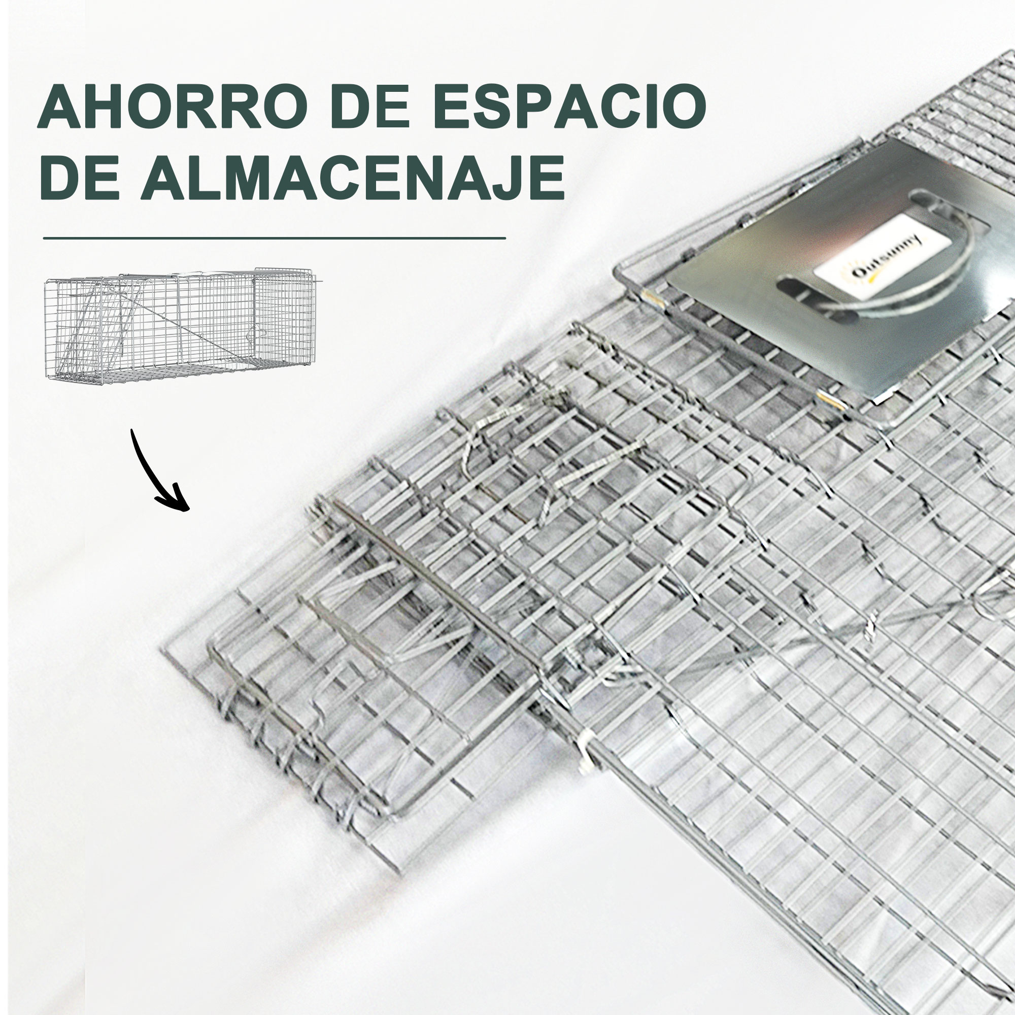 Trampa Para Animales Vivos Plegable 93x31x34,5 Cm Jaula De Captura De Alambre Con Puerta Y Asa Para Conejos Plata_ecoleips.com
