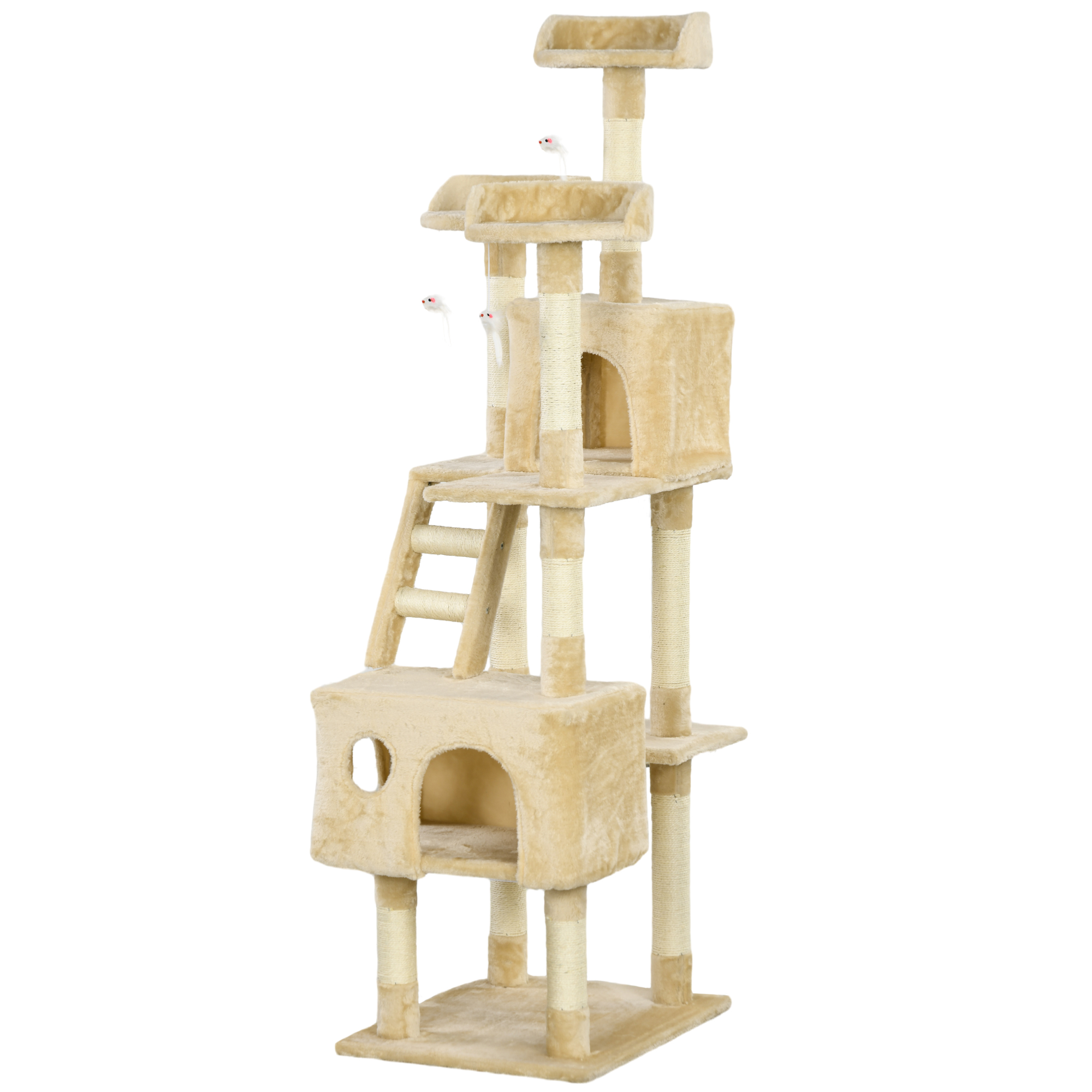 Large Cat Tree Scratcher With Platforms Caves And Toys Beige_voghion.com