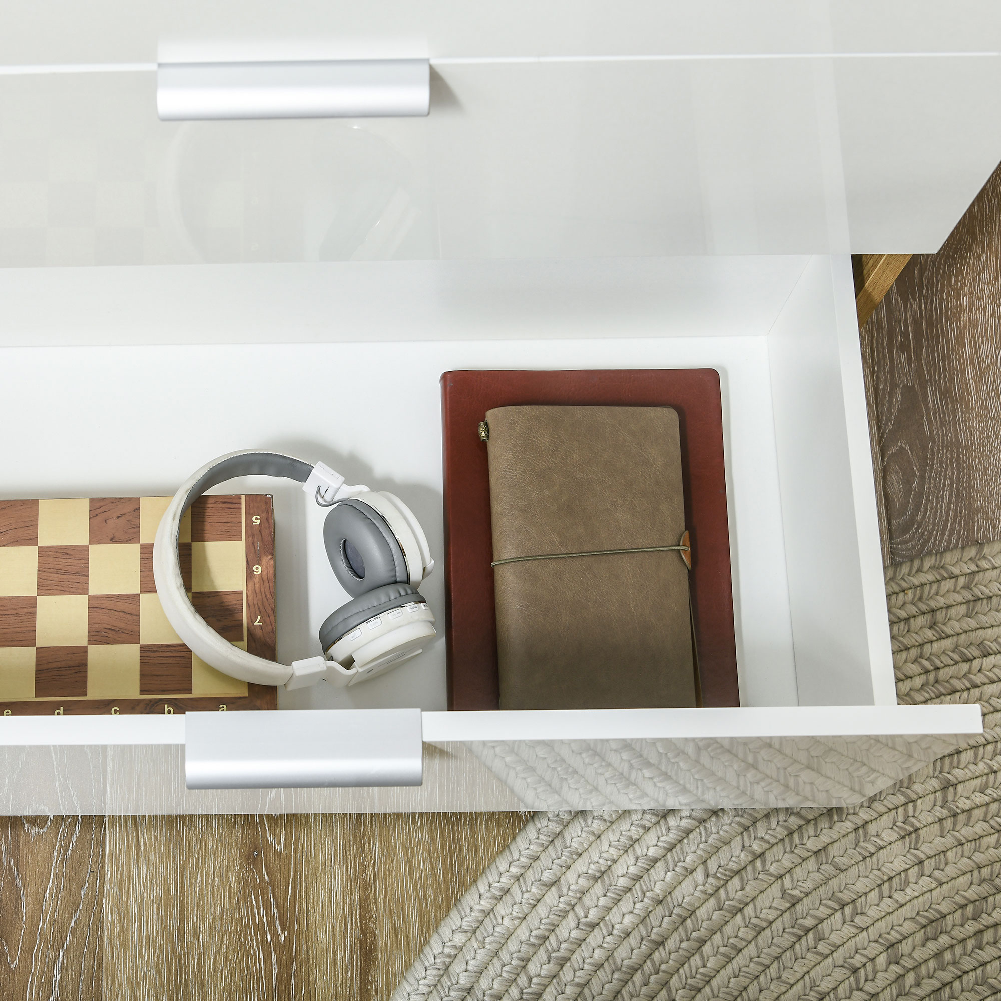 Sideboard Cabinet With 4 Drawers Cupboard And Adjustable Shelves_voghion.com