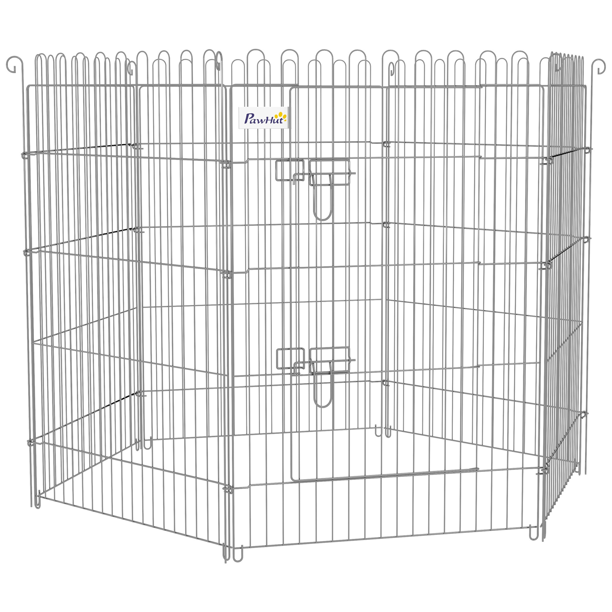 Vallas Para Perros Plegables De 8 Piezas 63x91 Cm Con 1 Puerta Y Marco De Acero Para Jardín Patio Plata_voghion.com