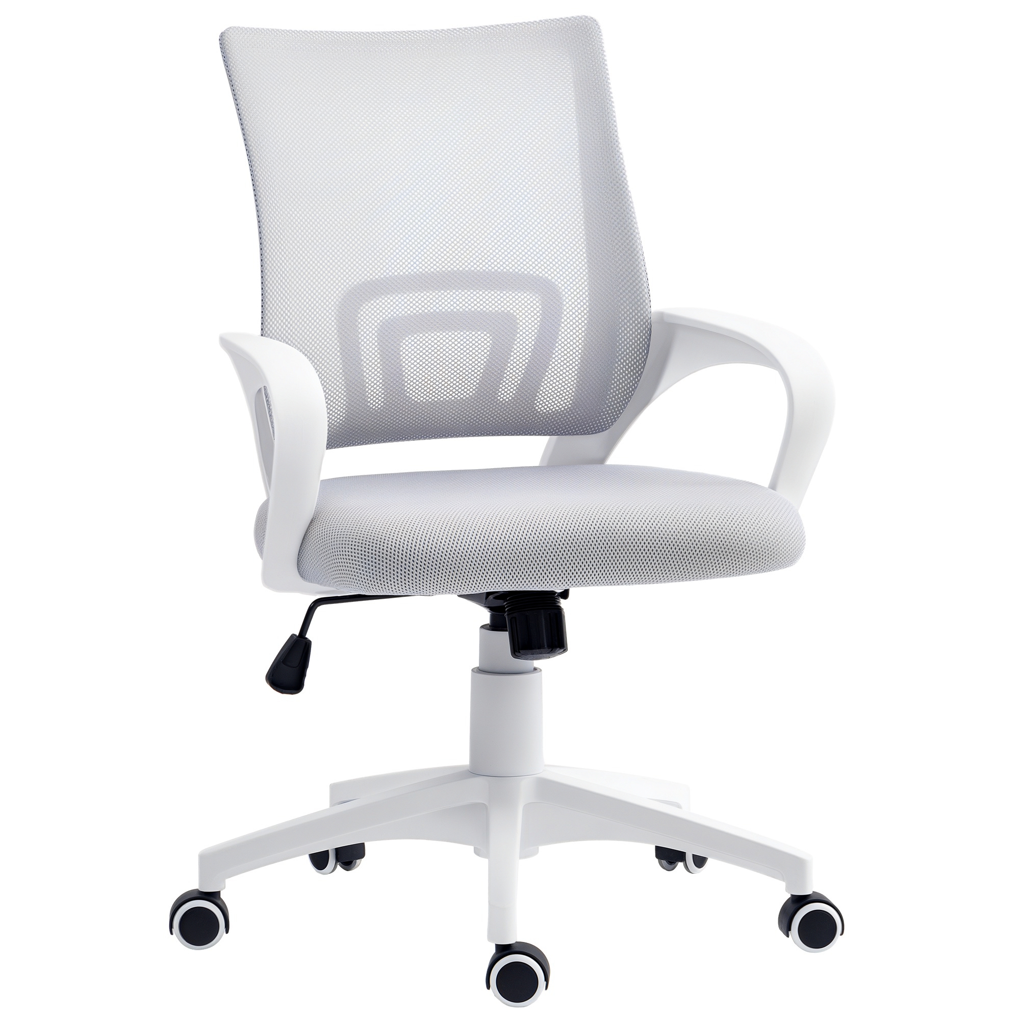 Silla De Escritorio De Malla Giratoria Con Altura Ajustable Función De Basculante Y Reposabrazos Carga 120 Kg Gris_voghion.com