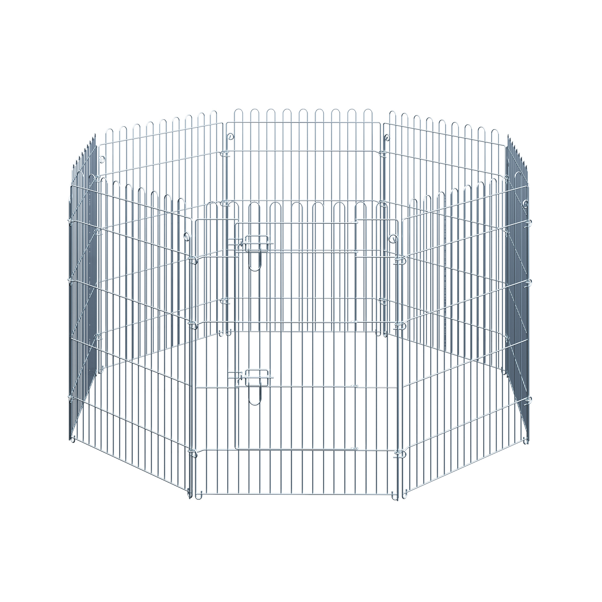 Valla Plegable Para Perros De 8 Piezas Con Puerta De Acero Plata_voghion.com
