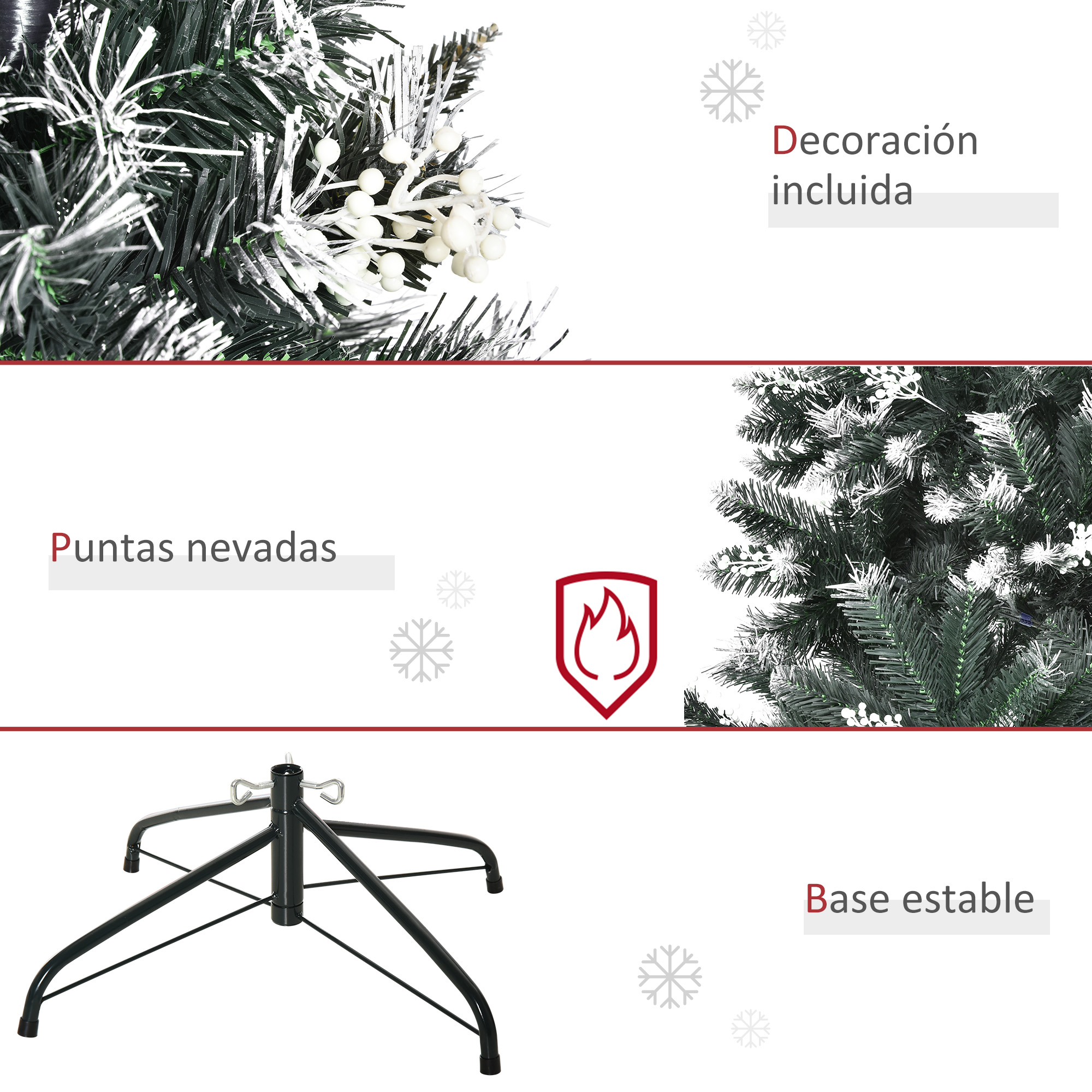Albero di natale artificiale con base in acciaio e decorazioni_voghion.com