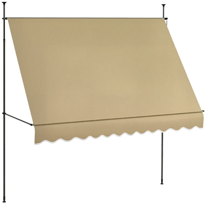10' x 4' Manual Retractable Awning, Non-Screw Patio Awning, UV Resistant, for Window or Door, Beige