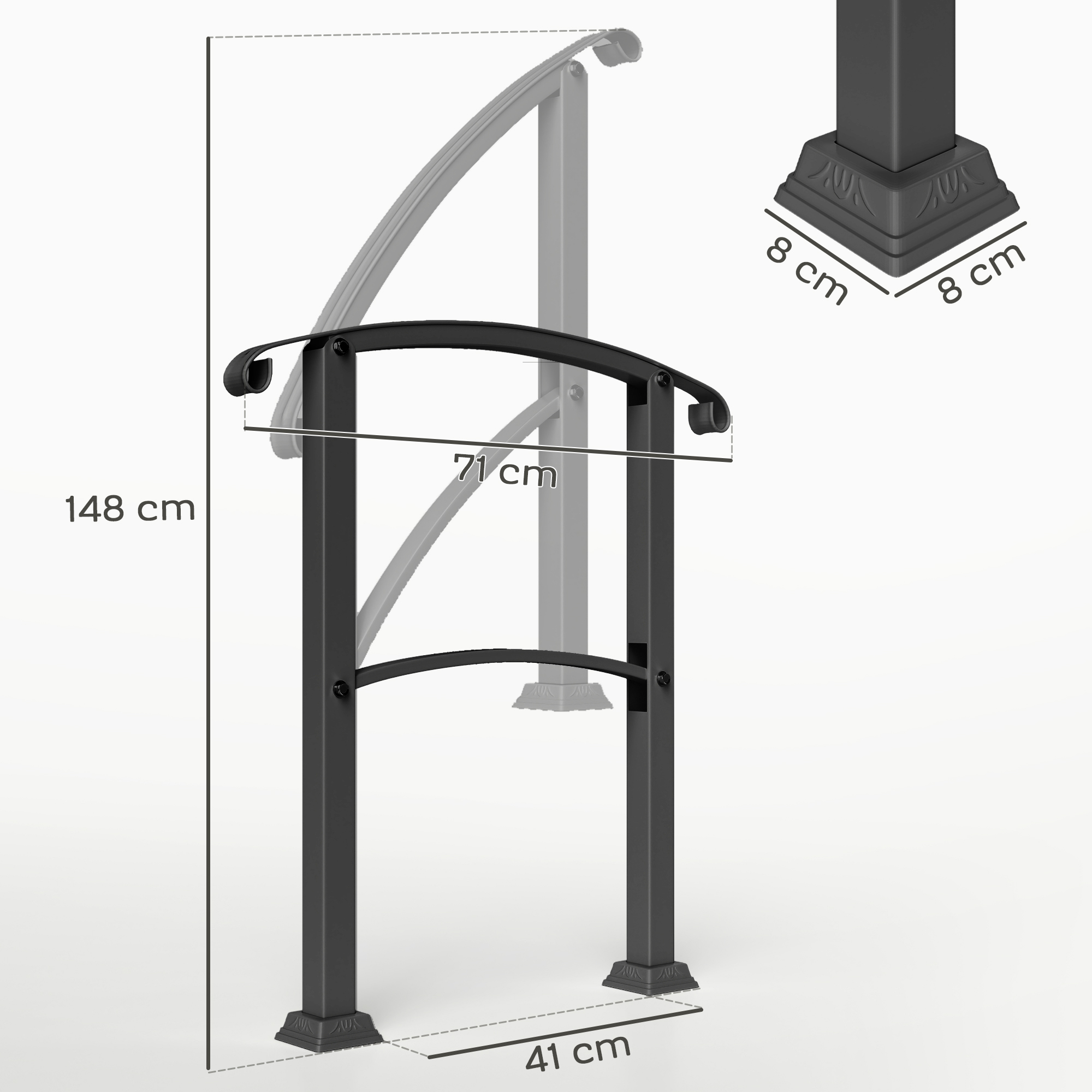 Adjustable Stair Railing Kit For Outdoor Steps And Garden Patio_voghion.com