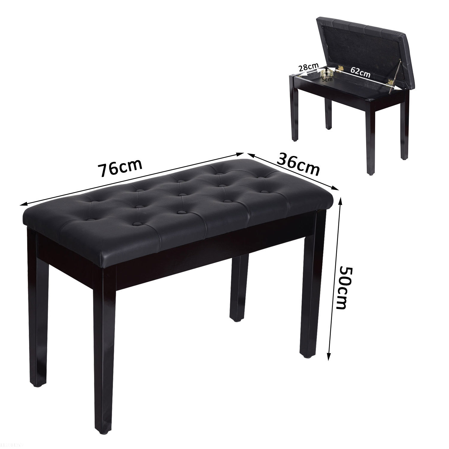 Banc de piano avec rangement et siège en similicuir_voghion.com