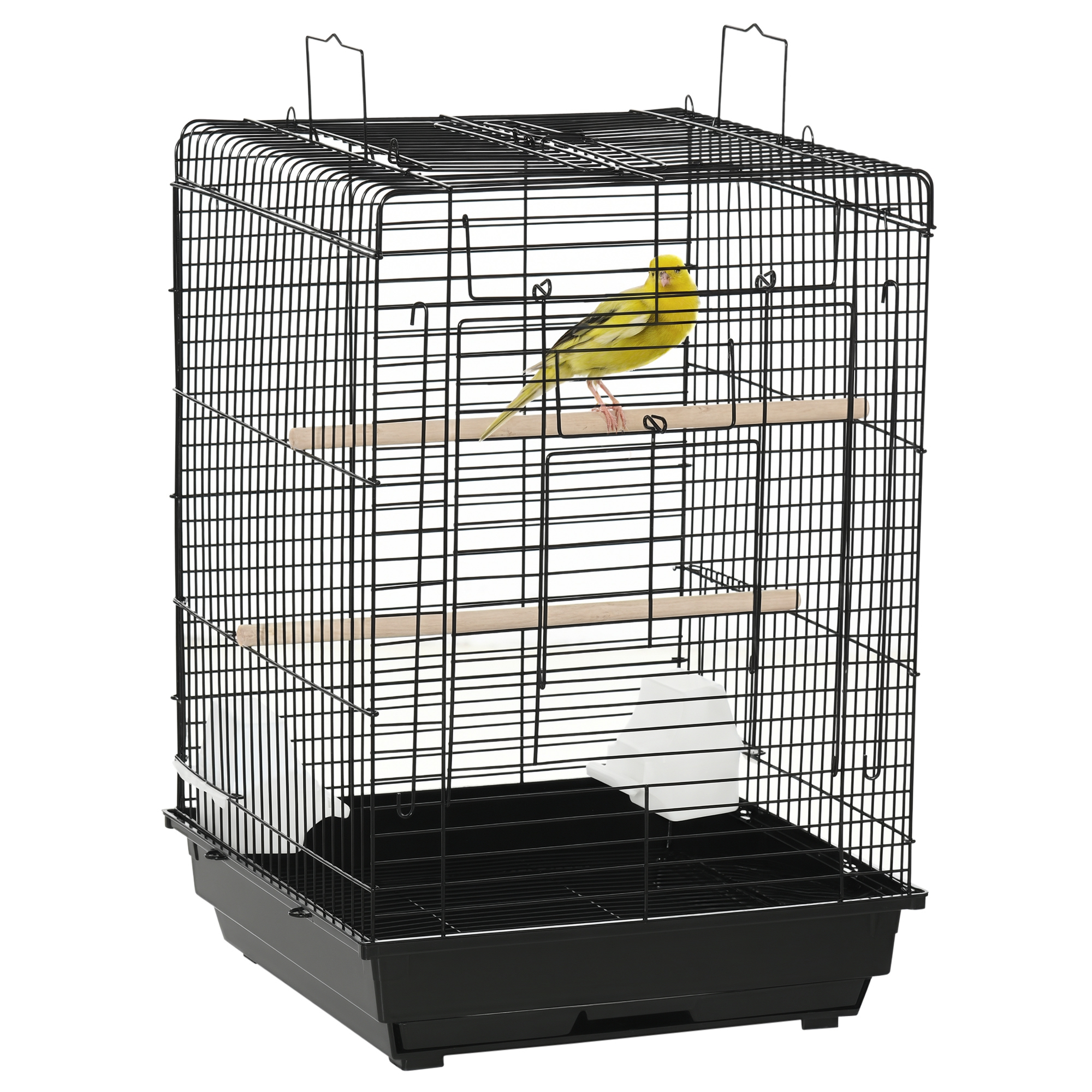 Jaula Para Pájaros Jaula De Aves 40x40x59 Cm Avec Techo Abatible 2 Perchas 2 Comederos Y Bandeja Extraíble_voghion.com