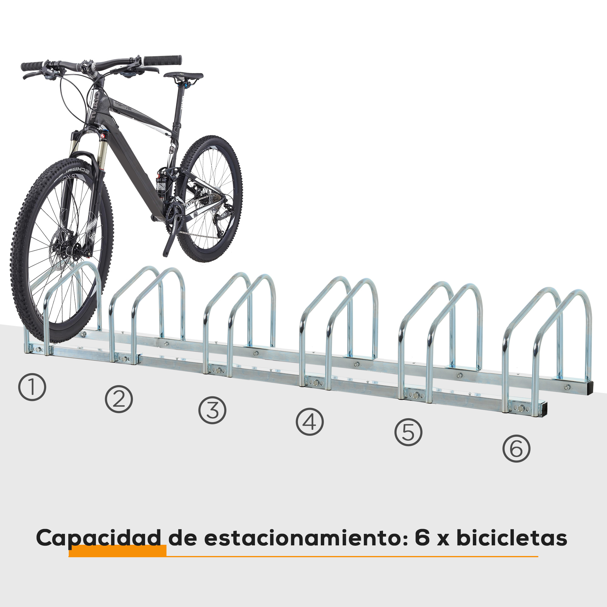 Aparcamiento Para 6 Bicicletas Soporte De Acero Para Aparcar Bicicletas En El Suelo O Pared 179x33x27 Cm Plata_ecoleips.com