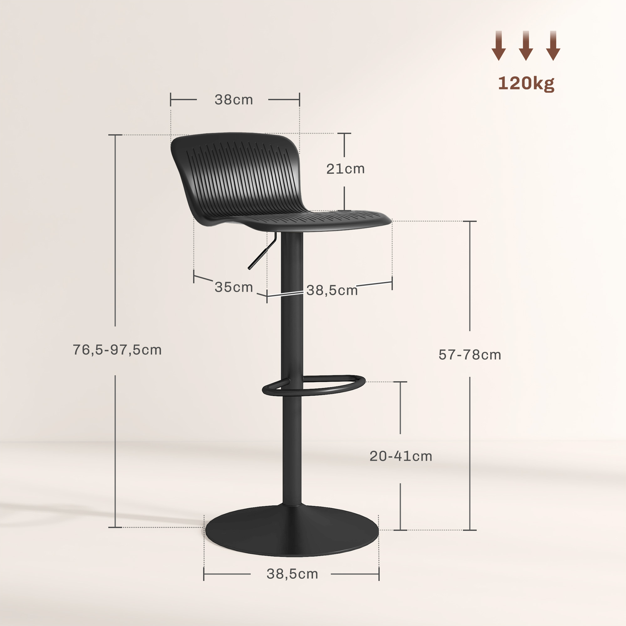 Set Of 2 Swivel Kitchen Bar Stools With Backrest And Height Adjustment_voghion.com