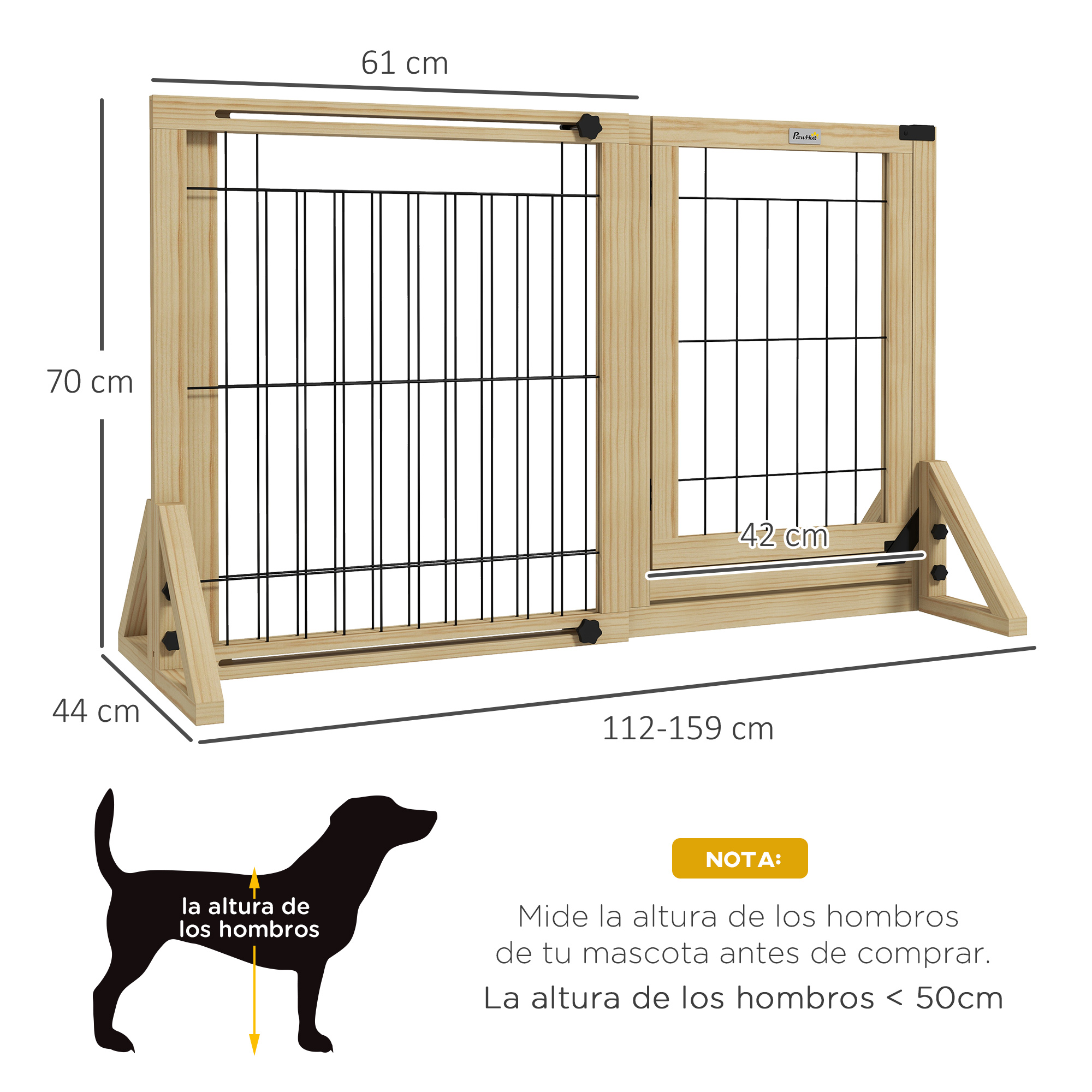 Valla extensible para mascotas con paneles y patas de apoyo natural_voghion.com