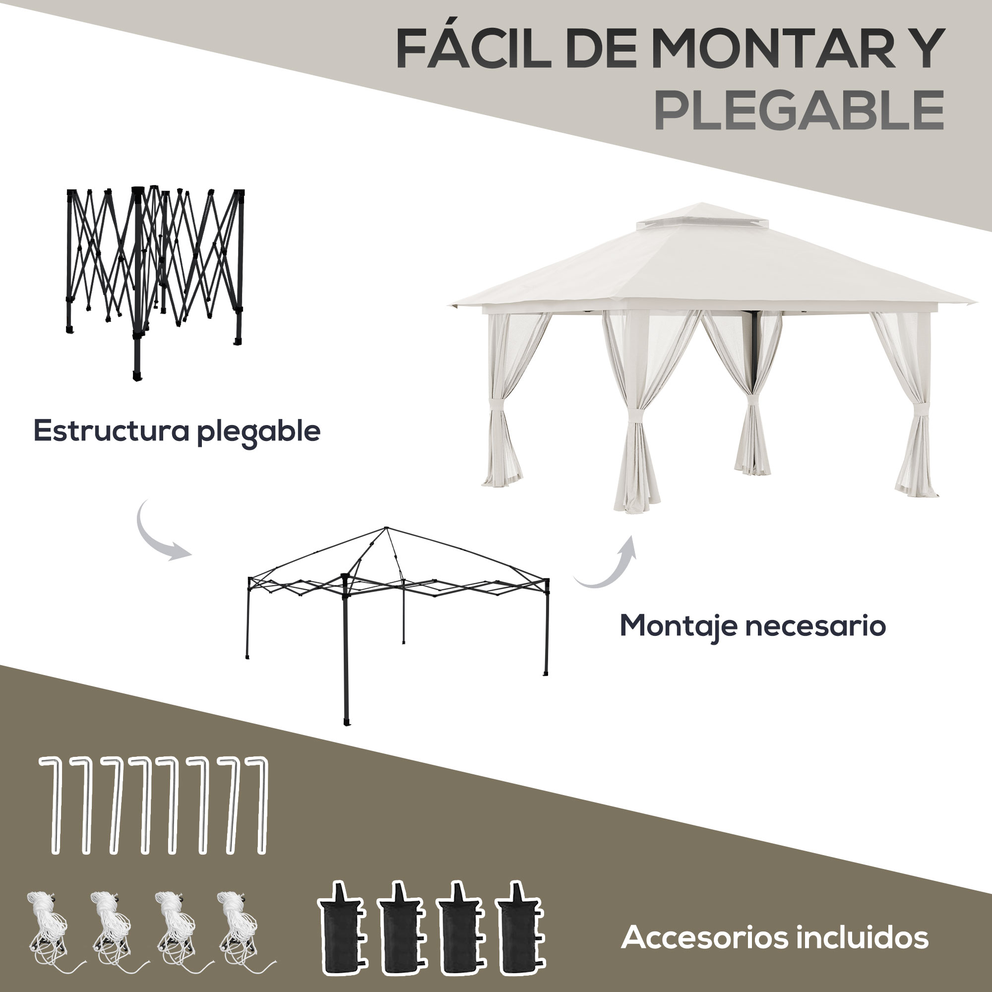 Carpa Plegable Pop-up Con Altura Ajustable Protección Uv Doble Techo_voghion.com