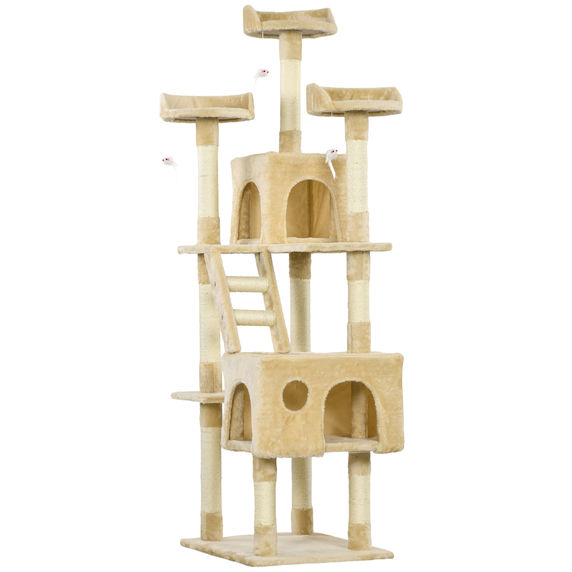 Large Cat Tree Scratcher With Platforms Caves And Toys Beige_voghion.com