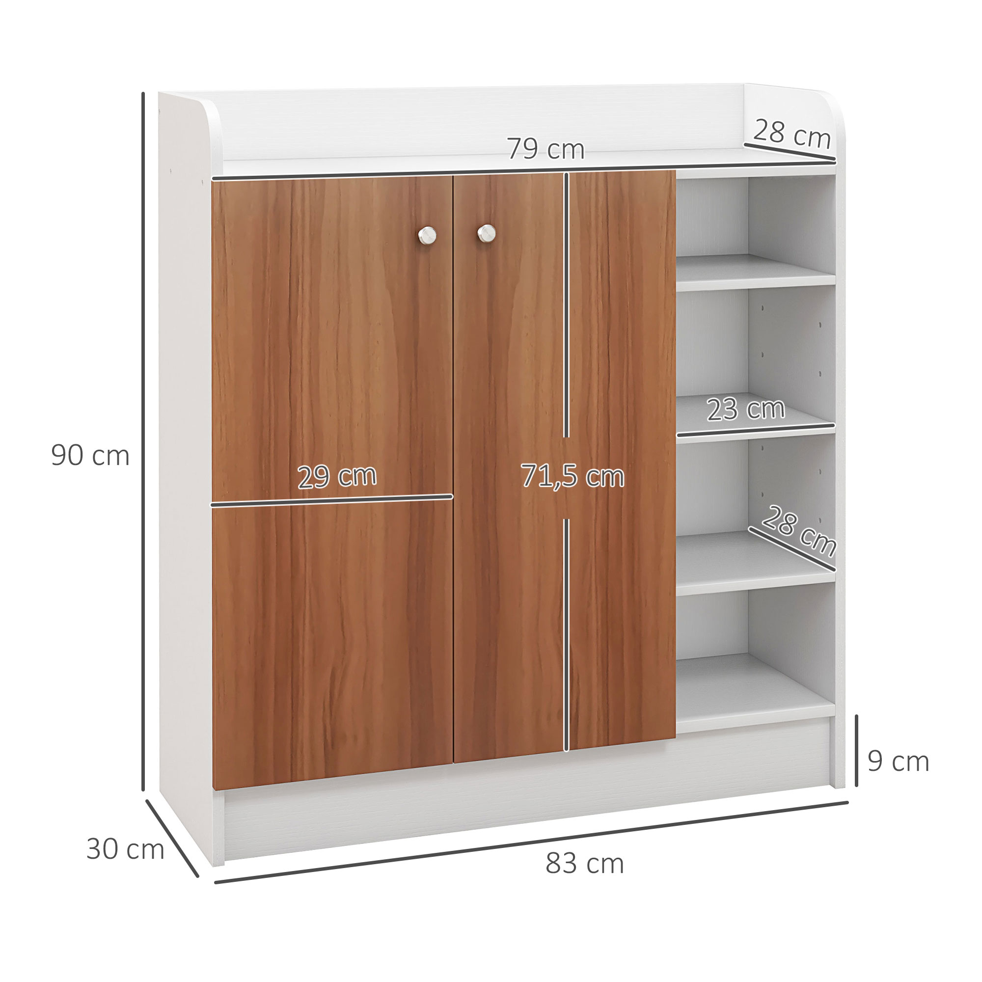 Modern Shoe Cabinet With 2 Doors And Adjustable Shelves Natural_voghion.com